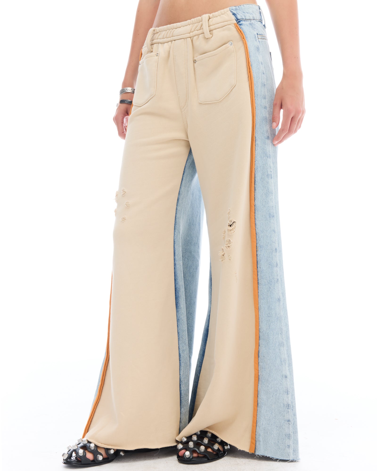 The Tales Denim Patched Sweat Flares