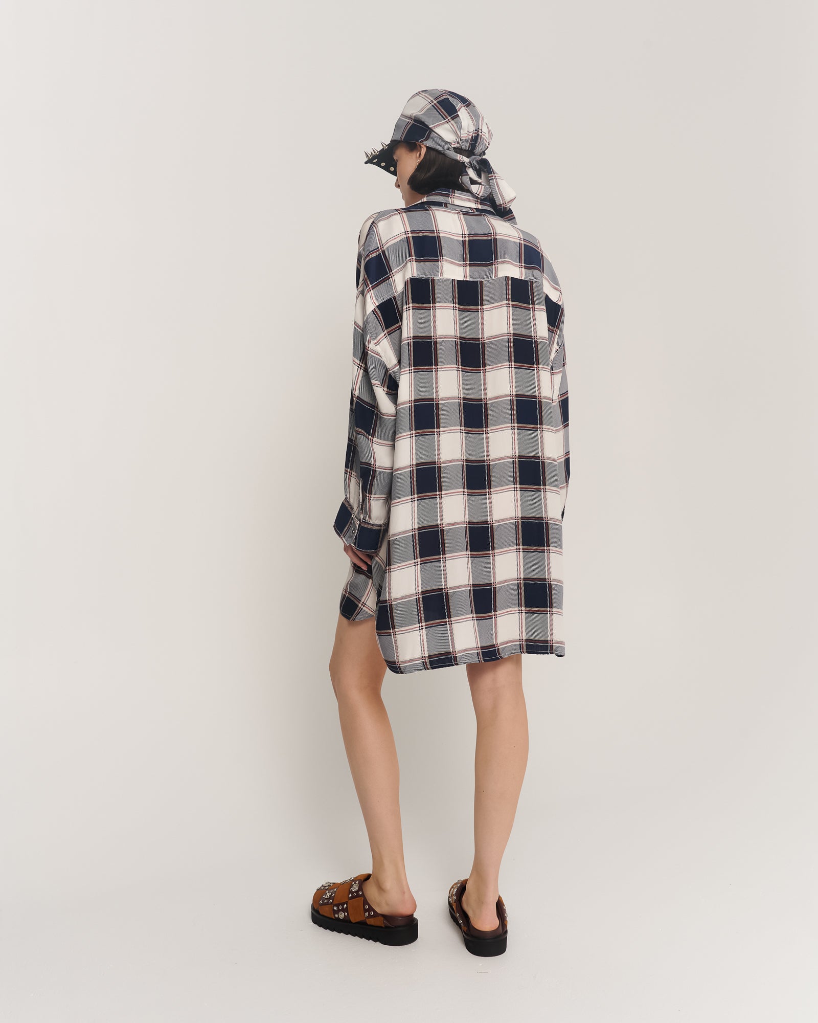 Silk Check Oversized Shirt