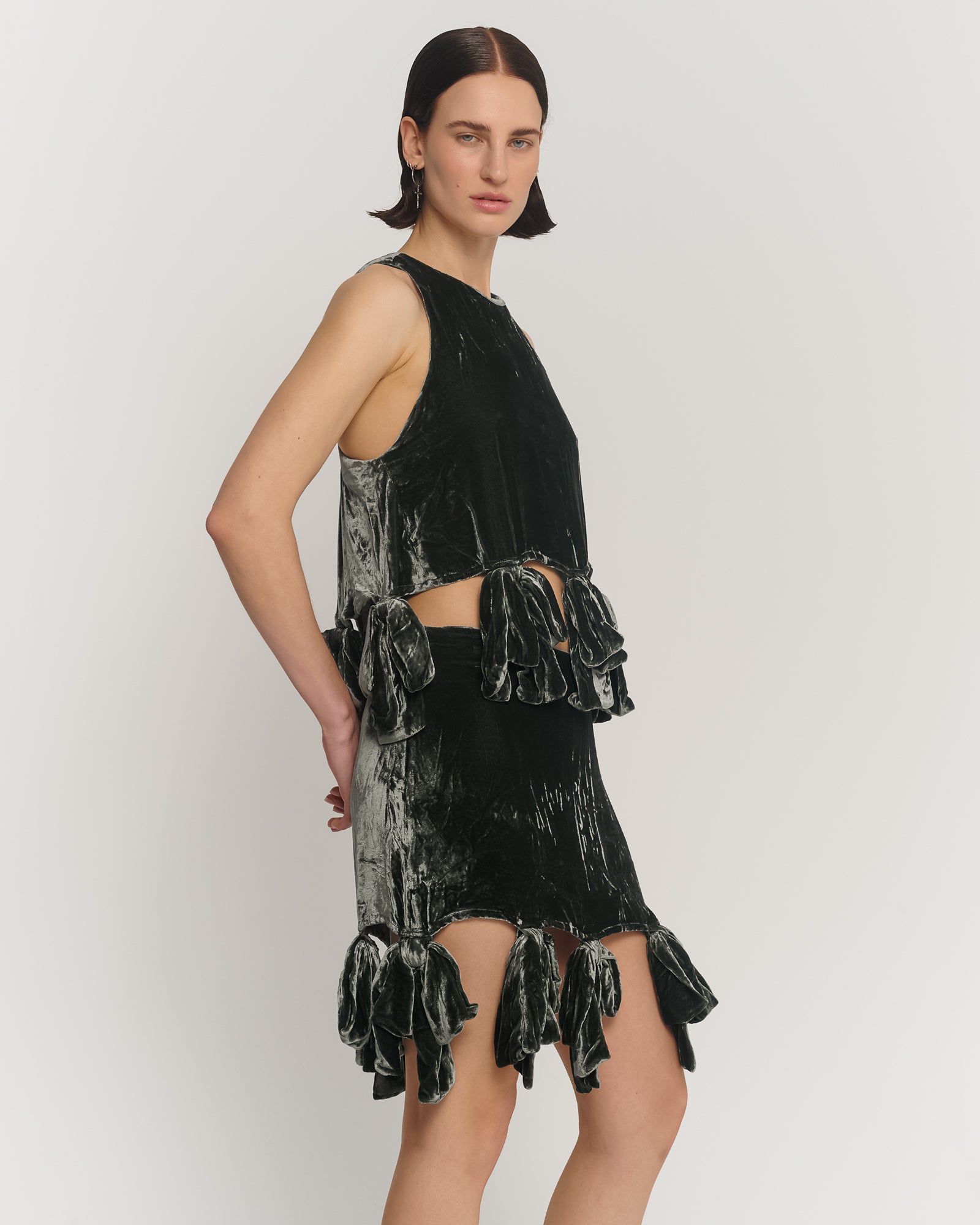 シルクベルベットのパーティーボウスカート