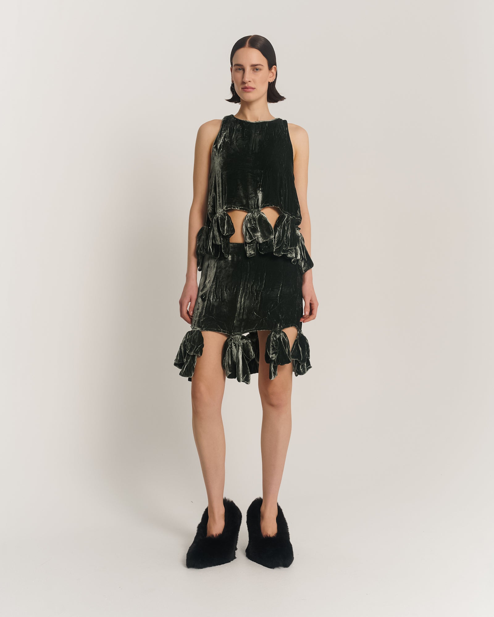 シルクベルベットのパーティーボウスカート