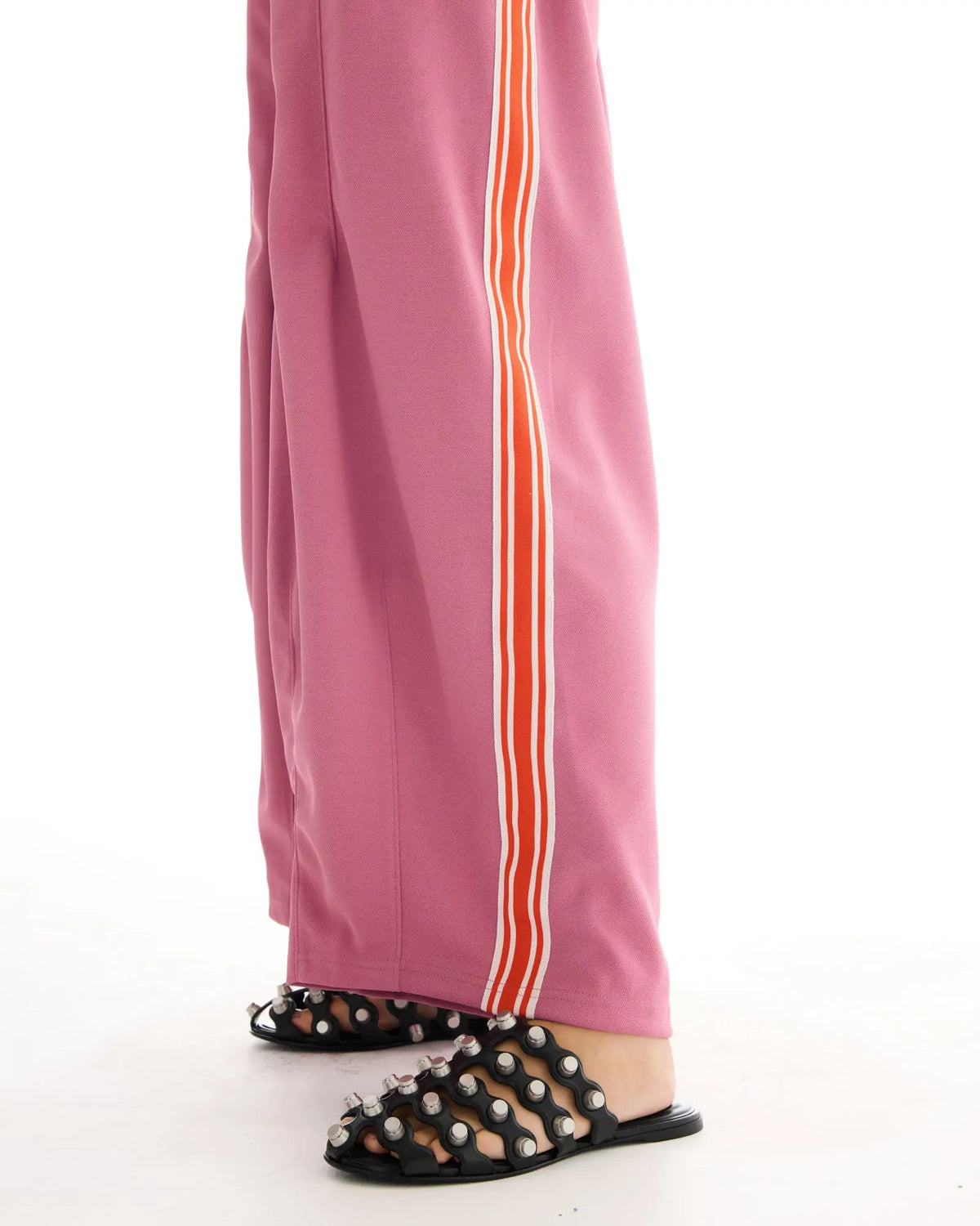 The Tales Harajuku Muted Pink Track Pant by THE TALES - pink colorway, close-up detail