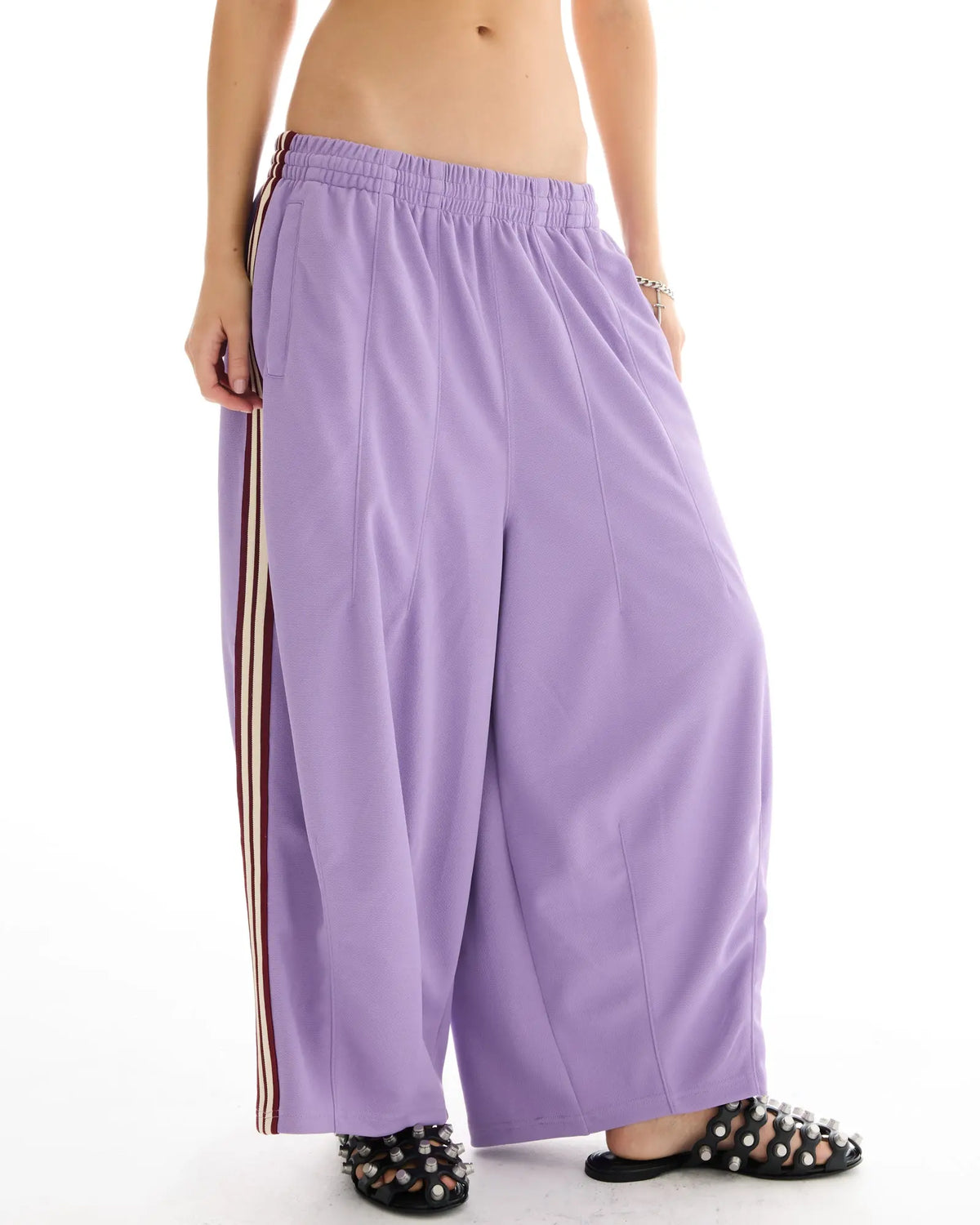 The Tales Harajuku Purple Track Pant by THE TALES - purple colorway, close-up detail