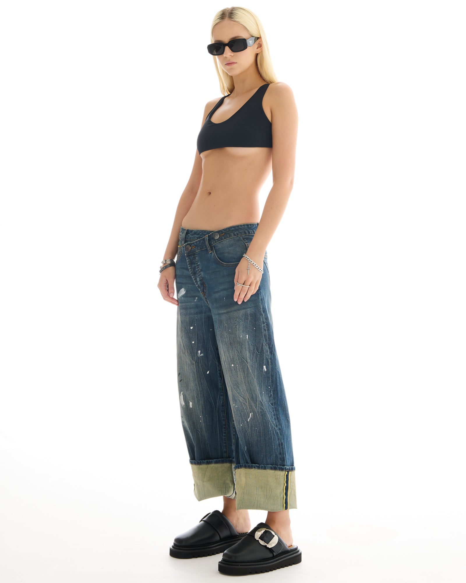 Selvedge Denim Cross Over Slouch Jeans