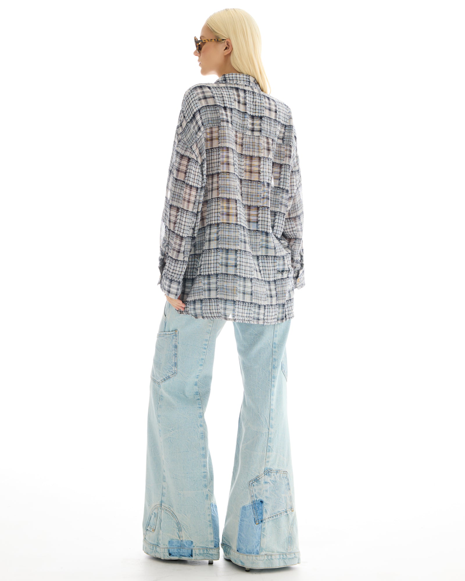 Mono Frayed Patchwork Check Shirt