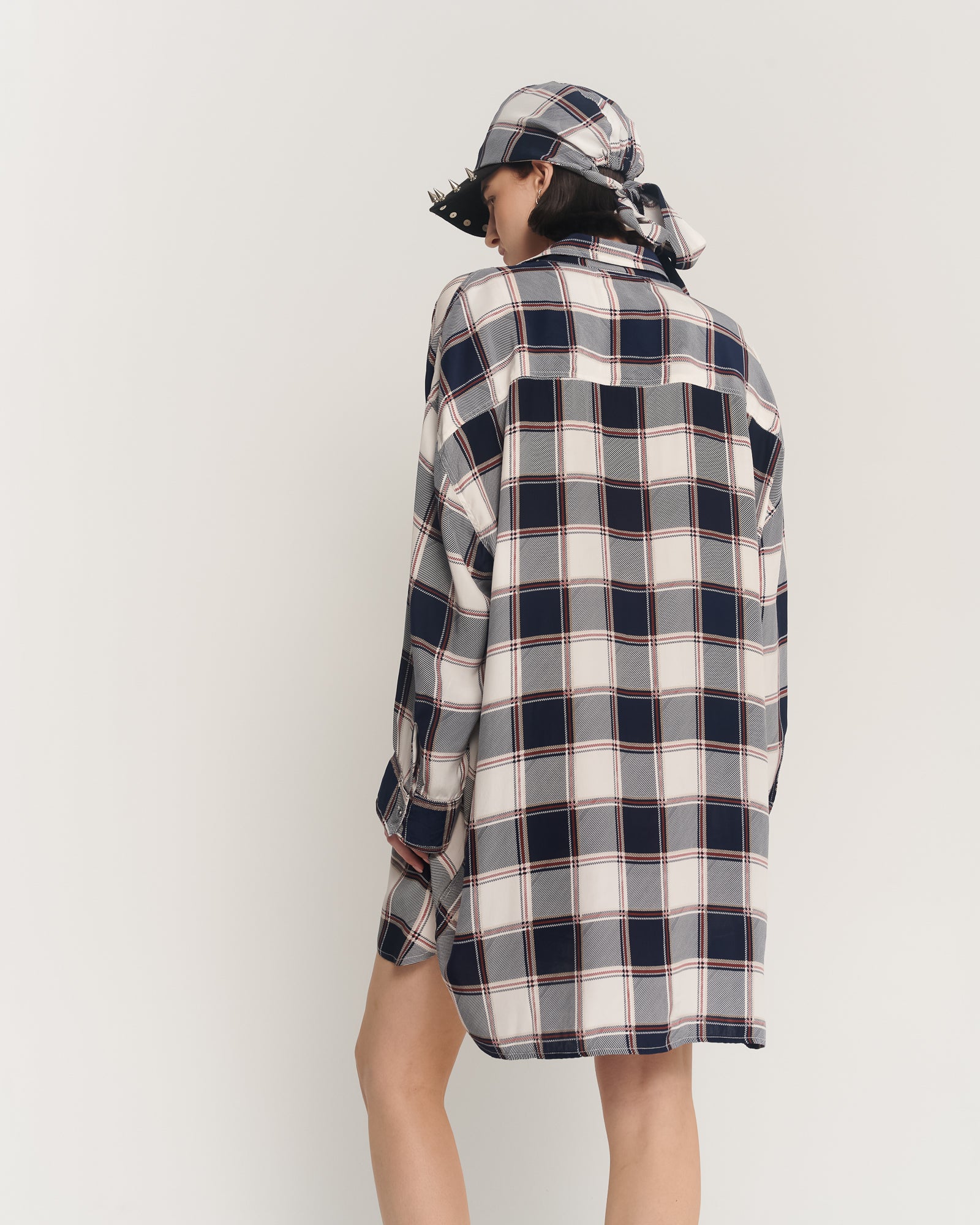 Silk Check Oversized Shirt