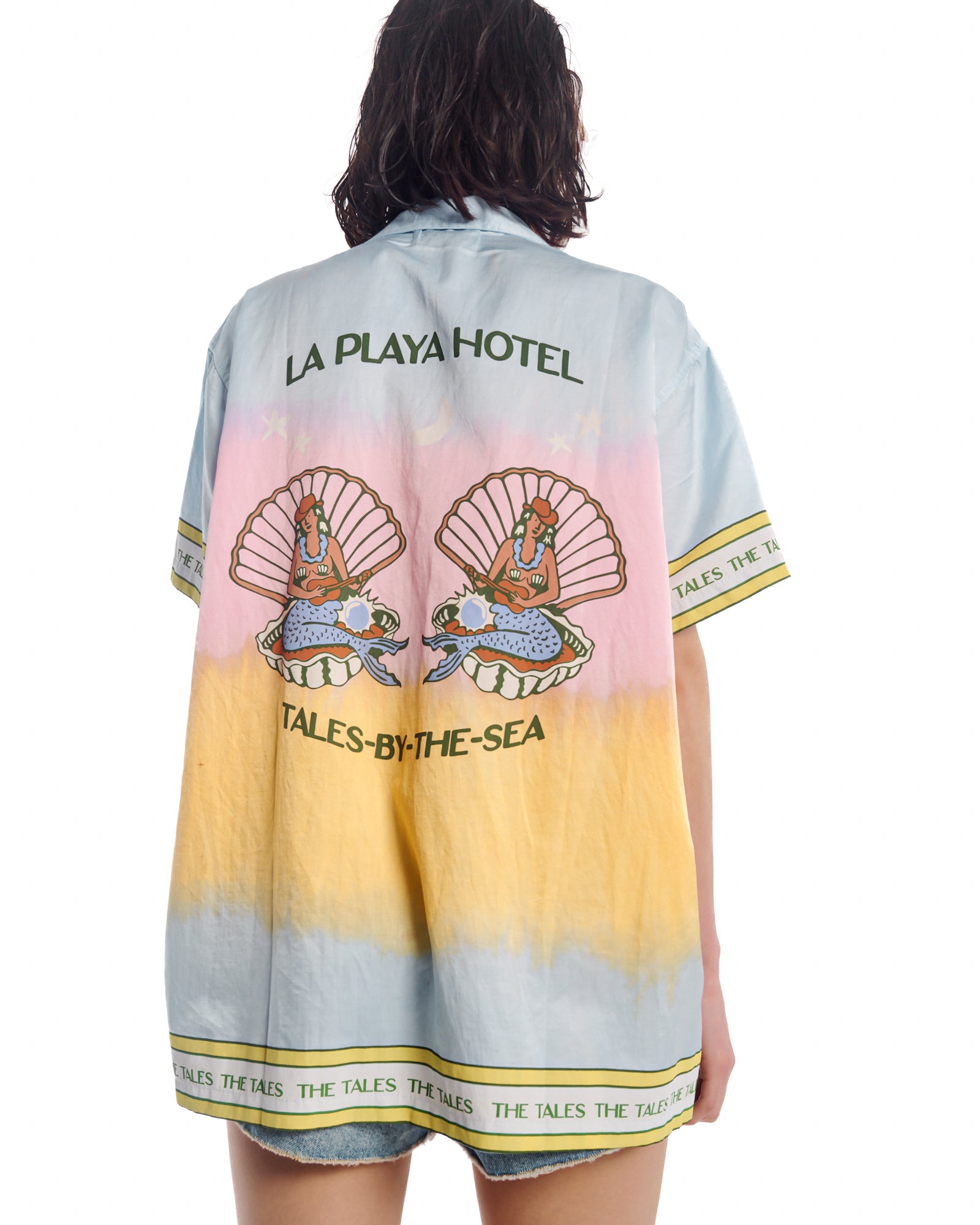 Cowboy Mermaid hand Dyed Camp Shirt