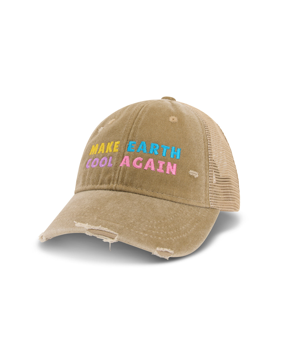 Make Earth Cool Again Destroyed Trucker Cap THE TALES