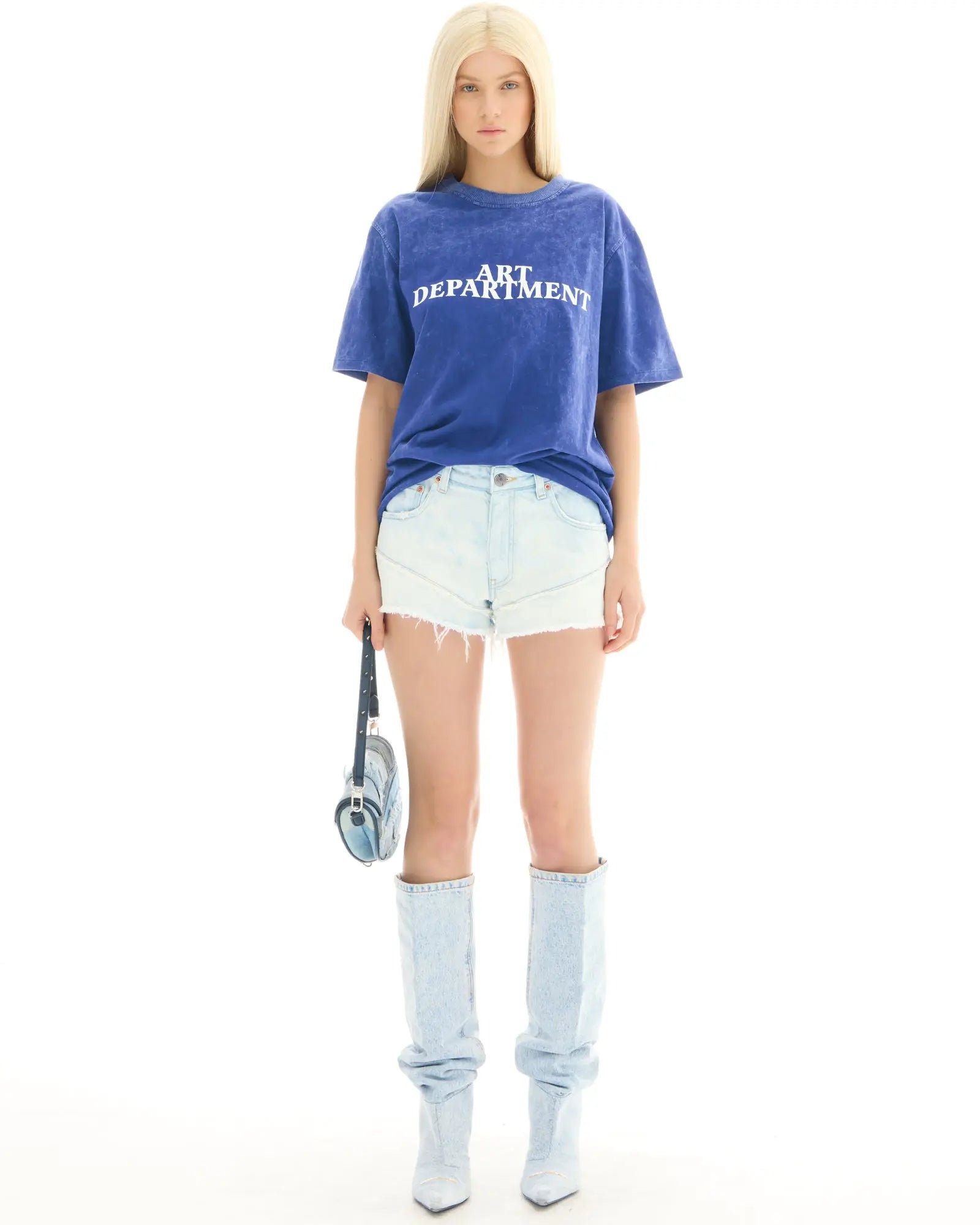 Art Department Acid Wash Unisex Tee by THE TALES - blue colorway, product photo