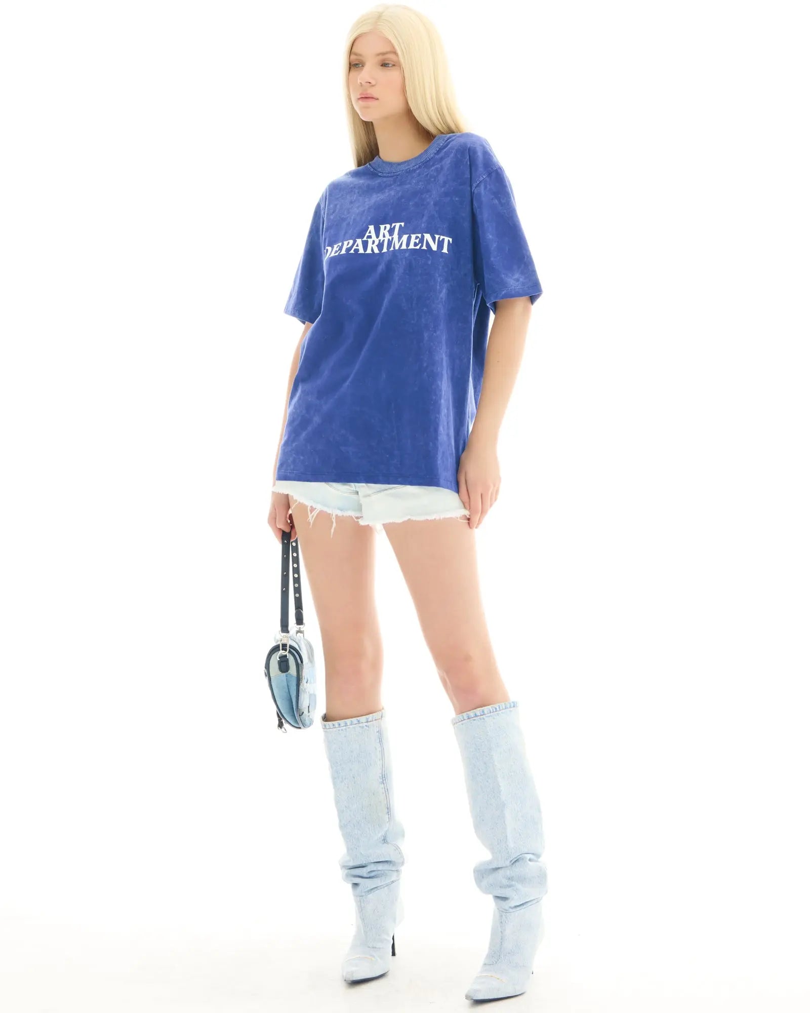 Art Department Acid Wash Unisex Tee by THE TALES - blue colorway, product photo