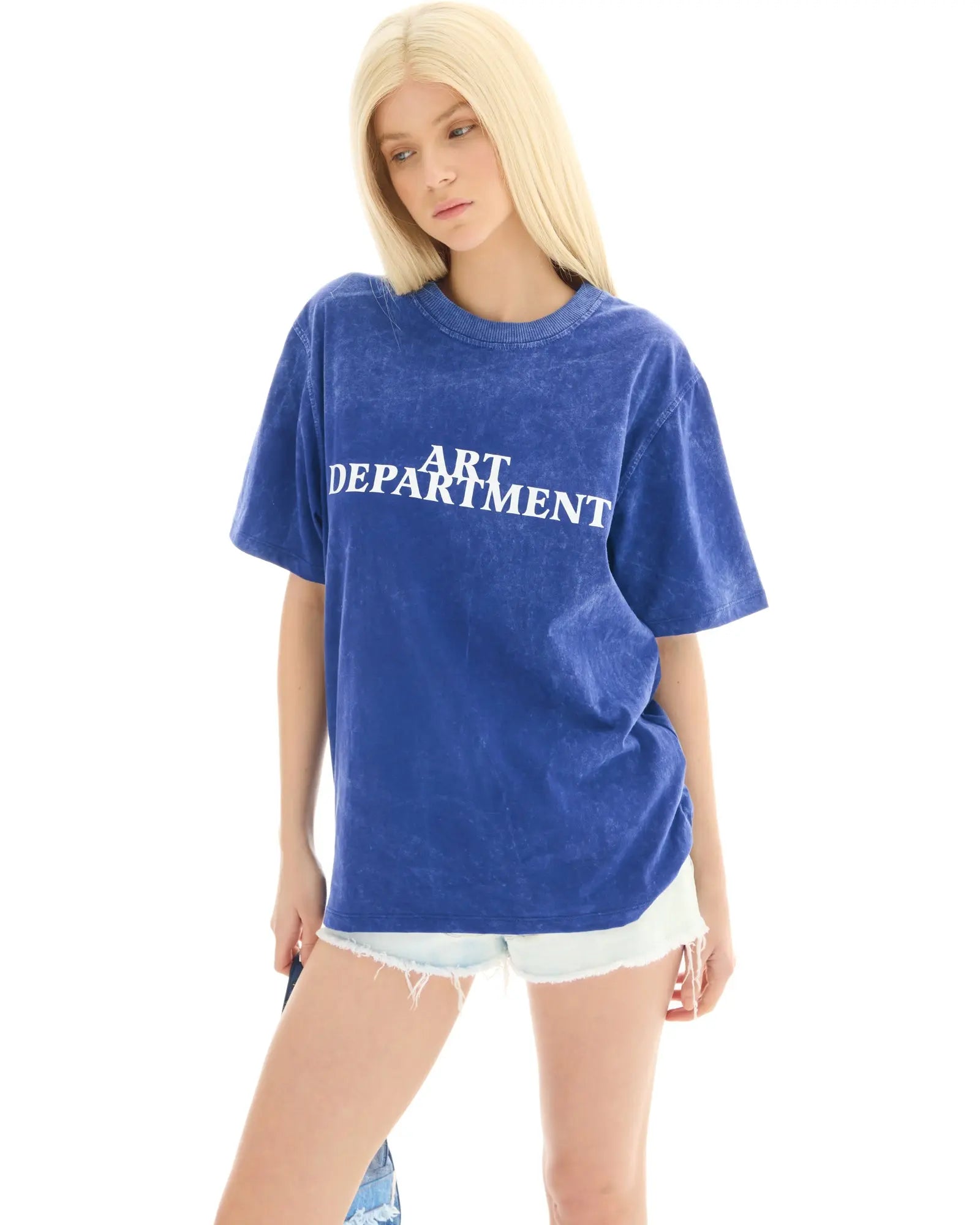 Art Department Acid Wash Unisex Tee by THE TALES - blue colorway, product photo
