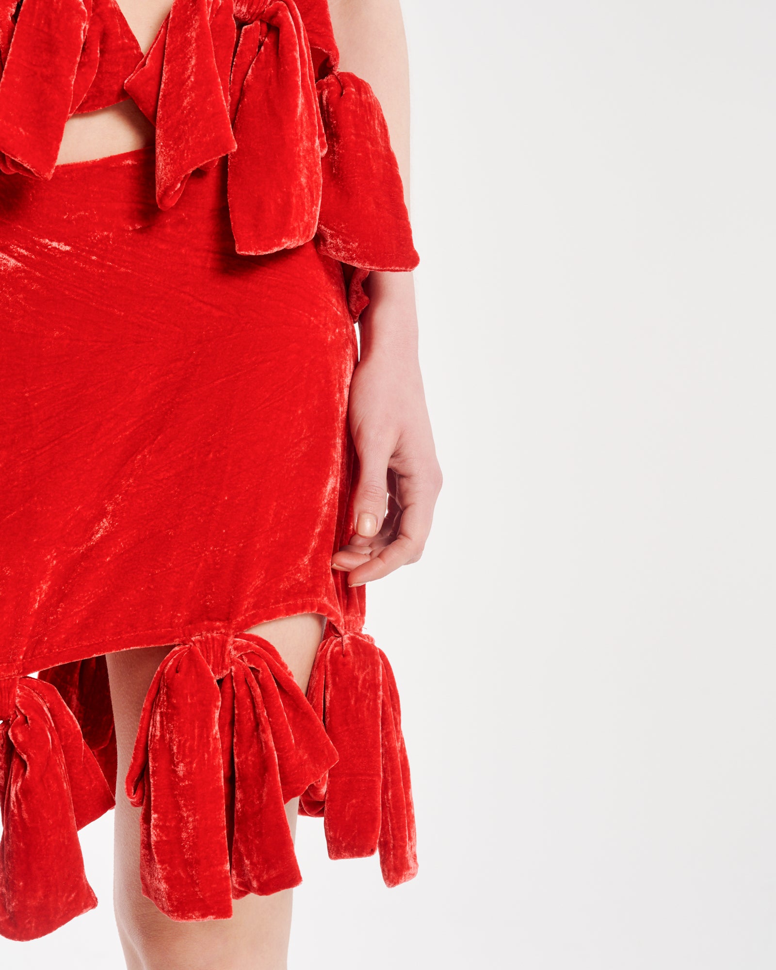 シルクベルベットのパーティーボウスカート