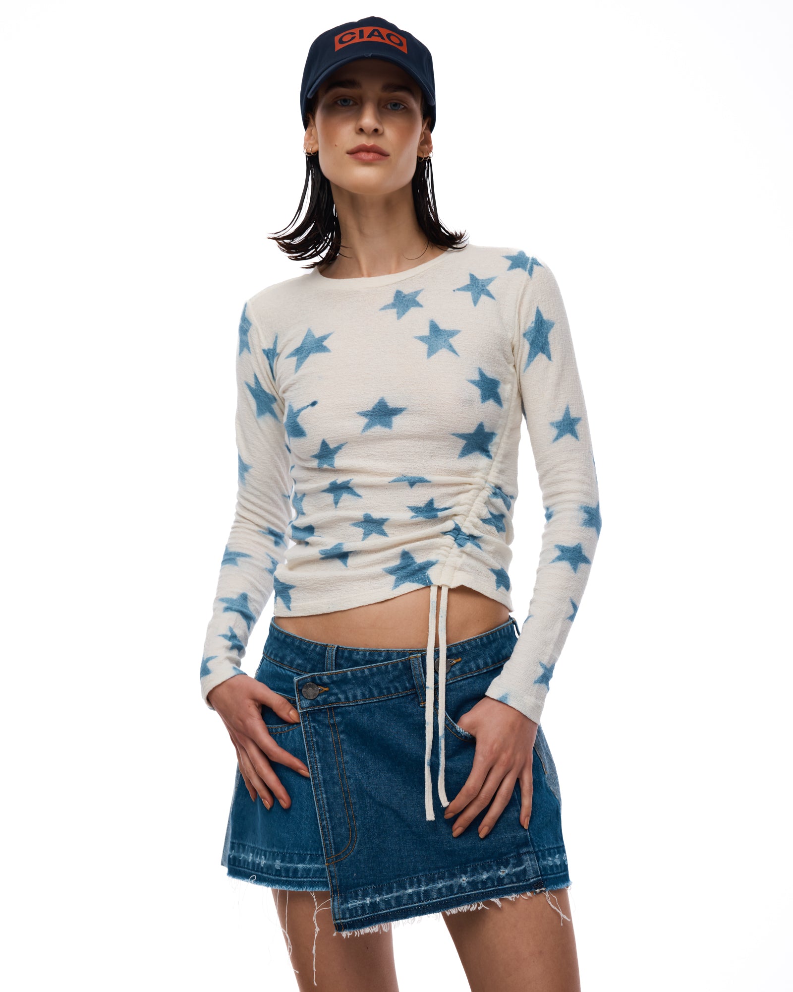 Smudge Star Hemp Ruched Top