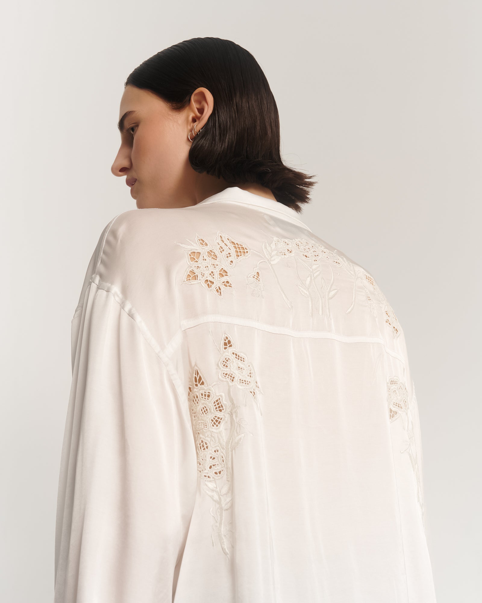 Rose Garden Silk Embroidered Peasant Shirt