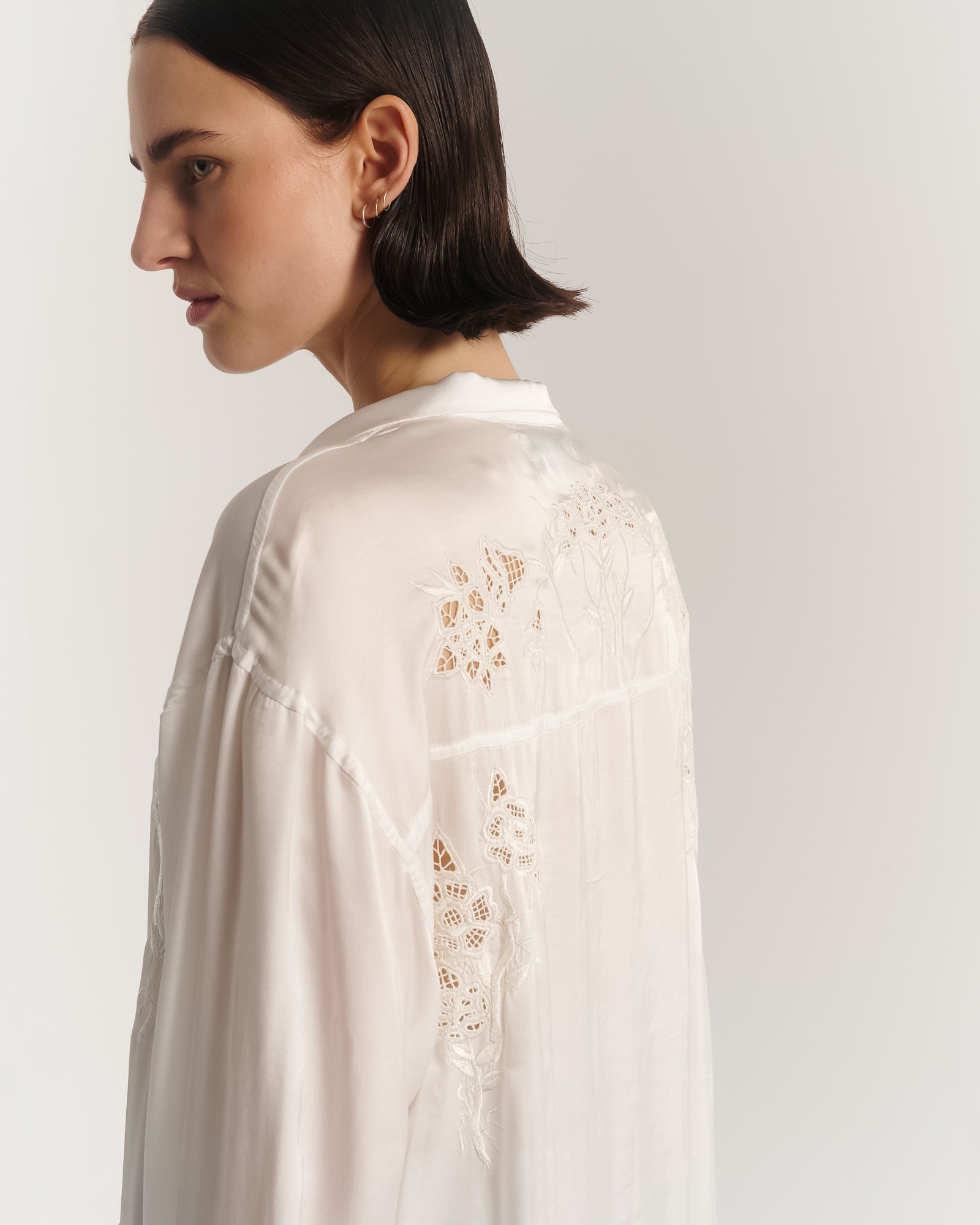 Rose Garden Silk Embroidered Peasant Shirt