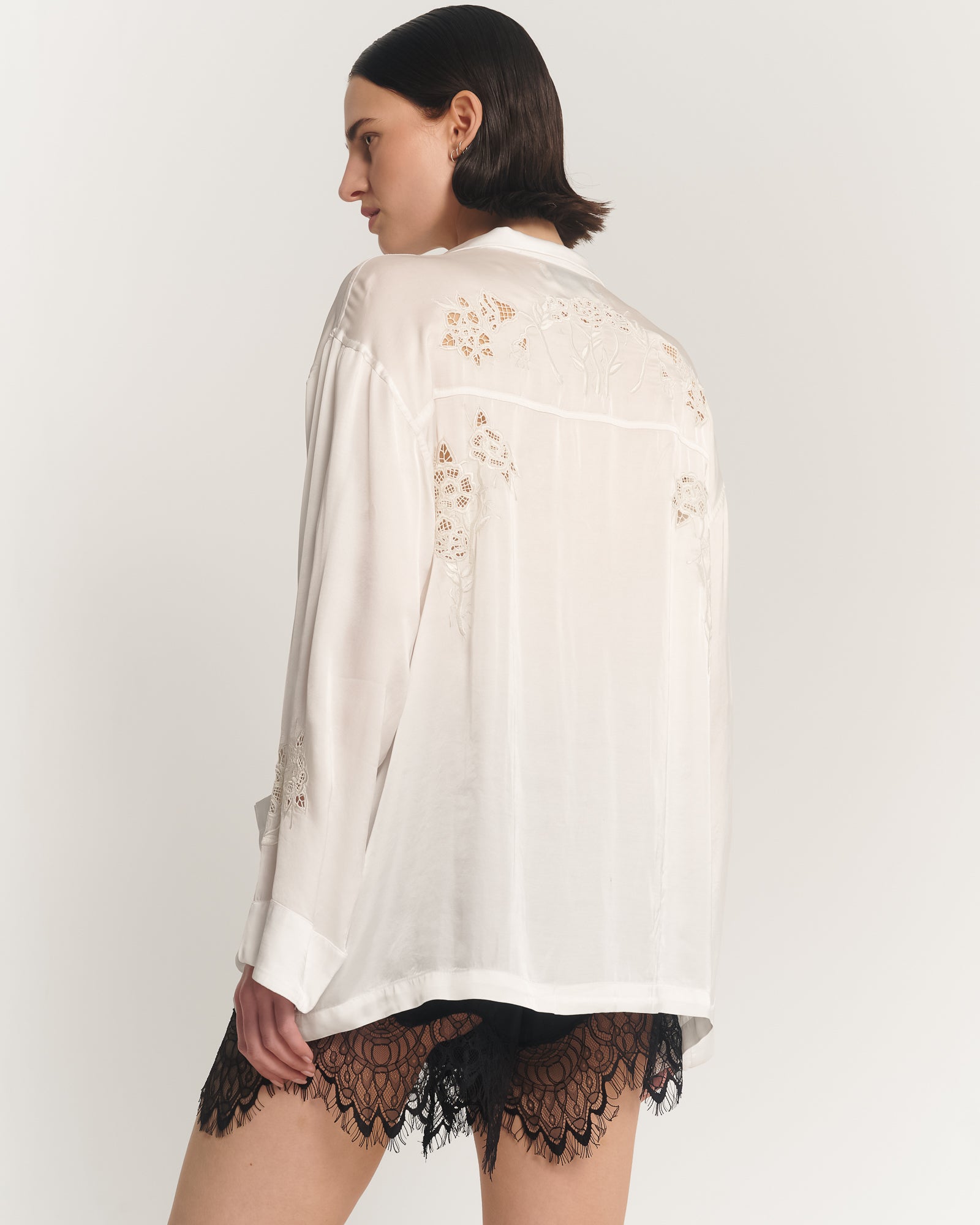 Rose Garden Silk Embroidered Peasant Shirt