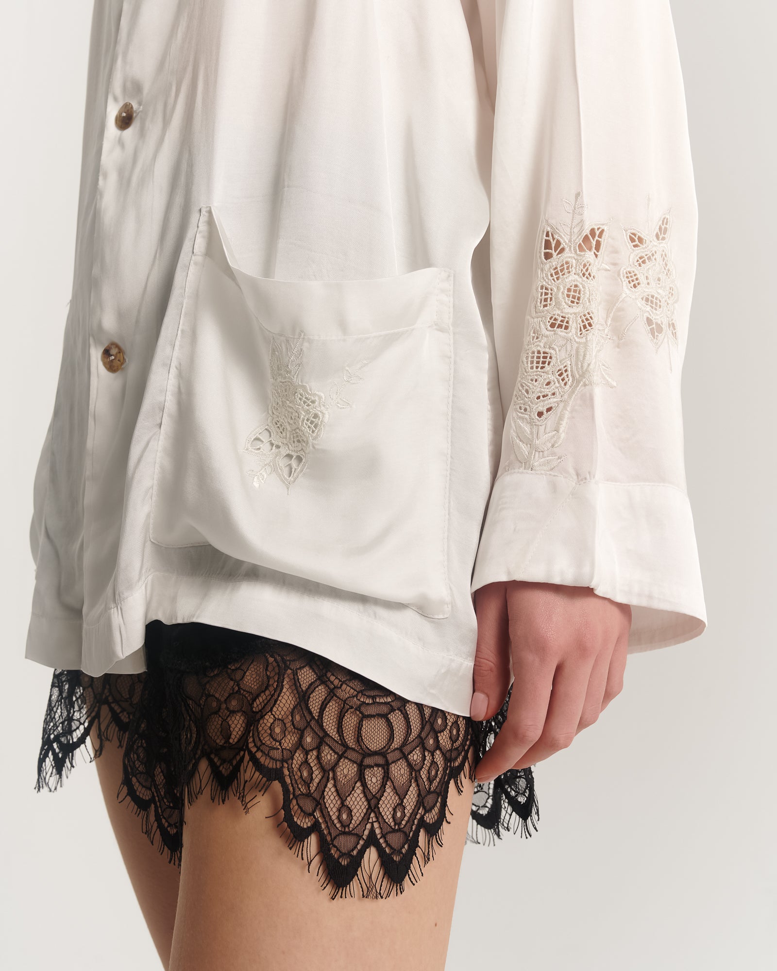 Rose Garden Silk Embroidered Peasant Shirt
