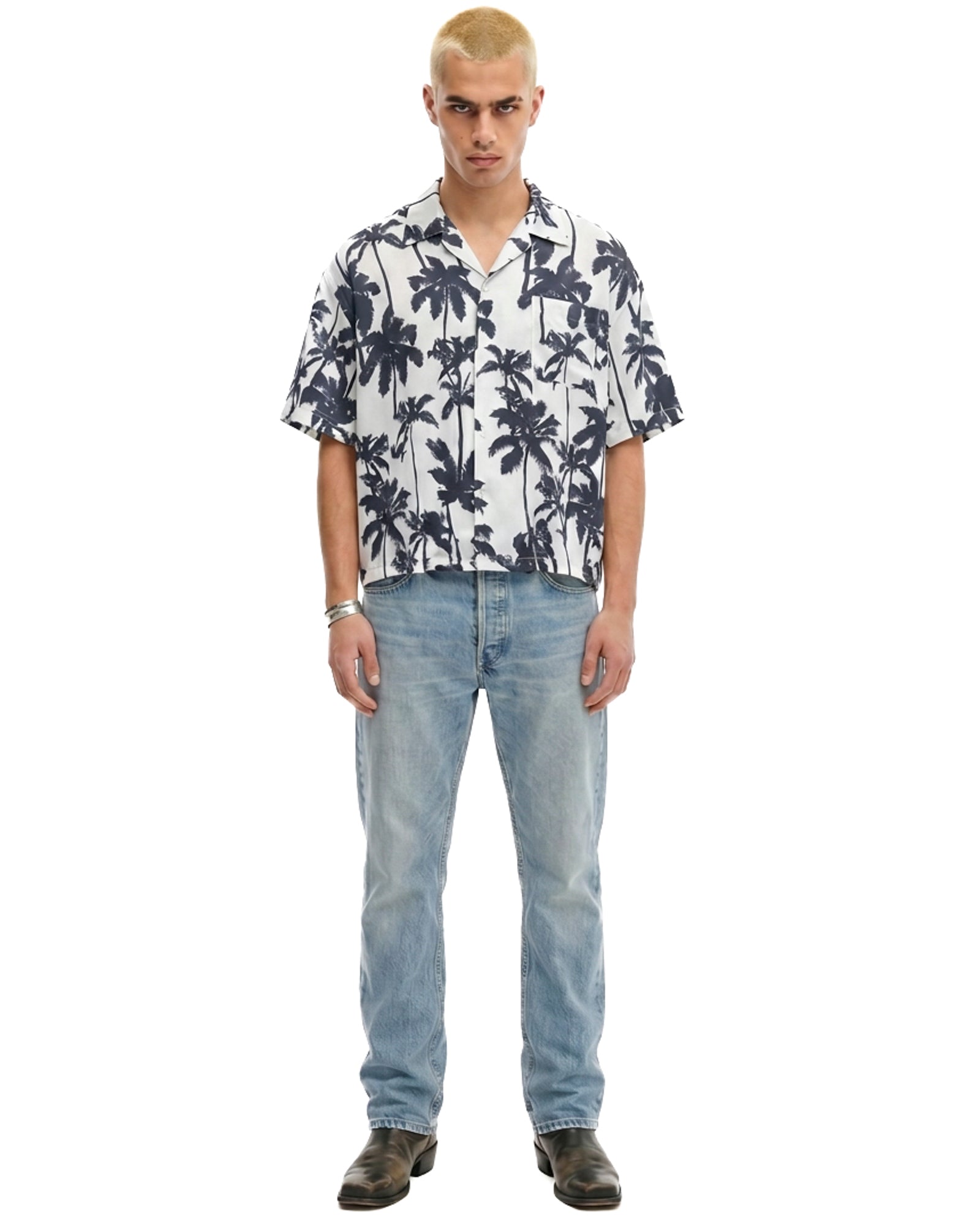 Mono Palm Oversized Silk Shirt
