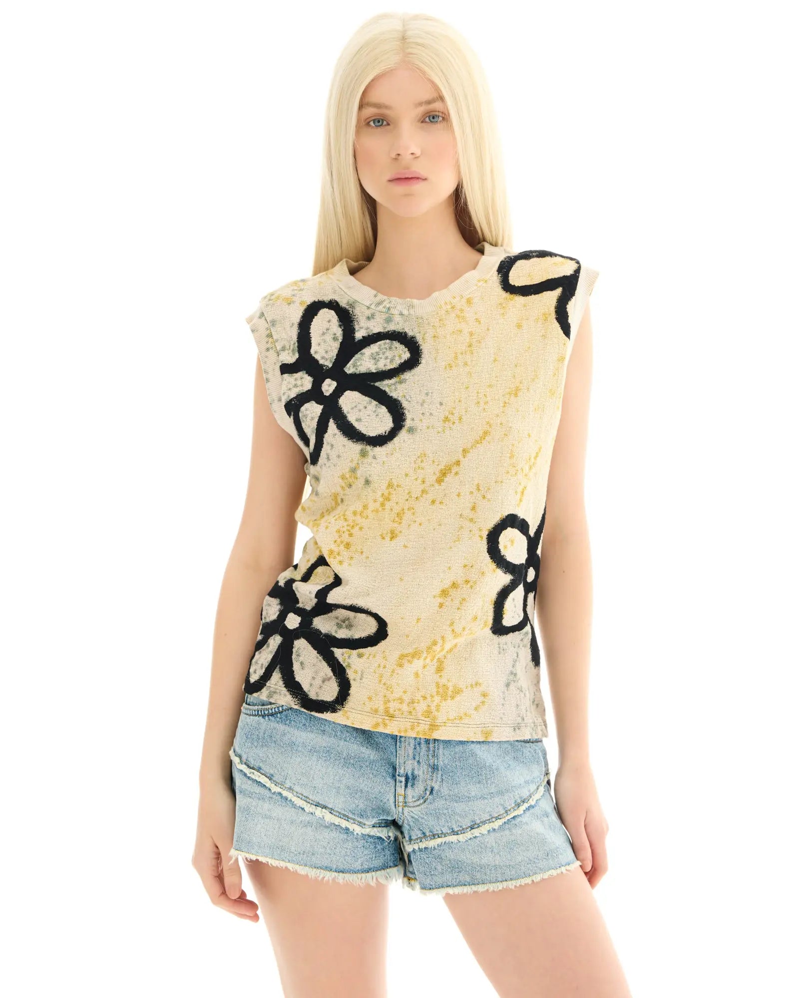 Hand Dyed Floral Street Hemp Tank by THE TALES - product photo