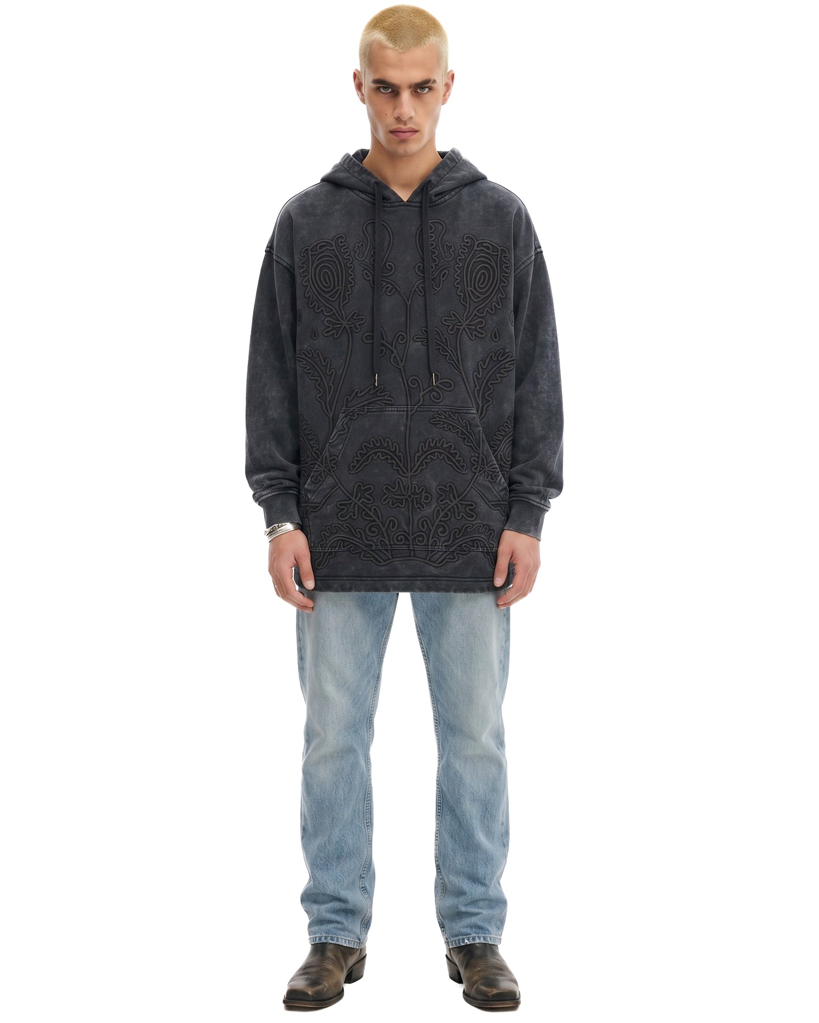 Embroidered Flower Hoodie