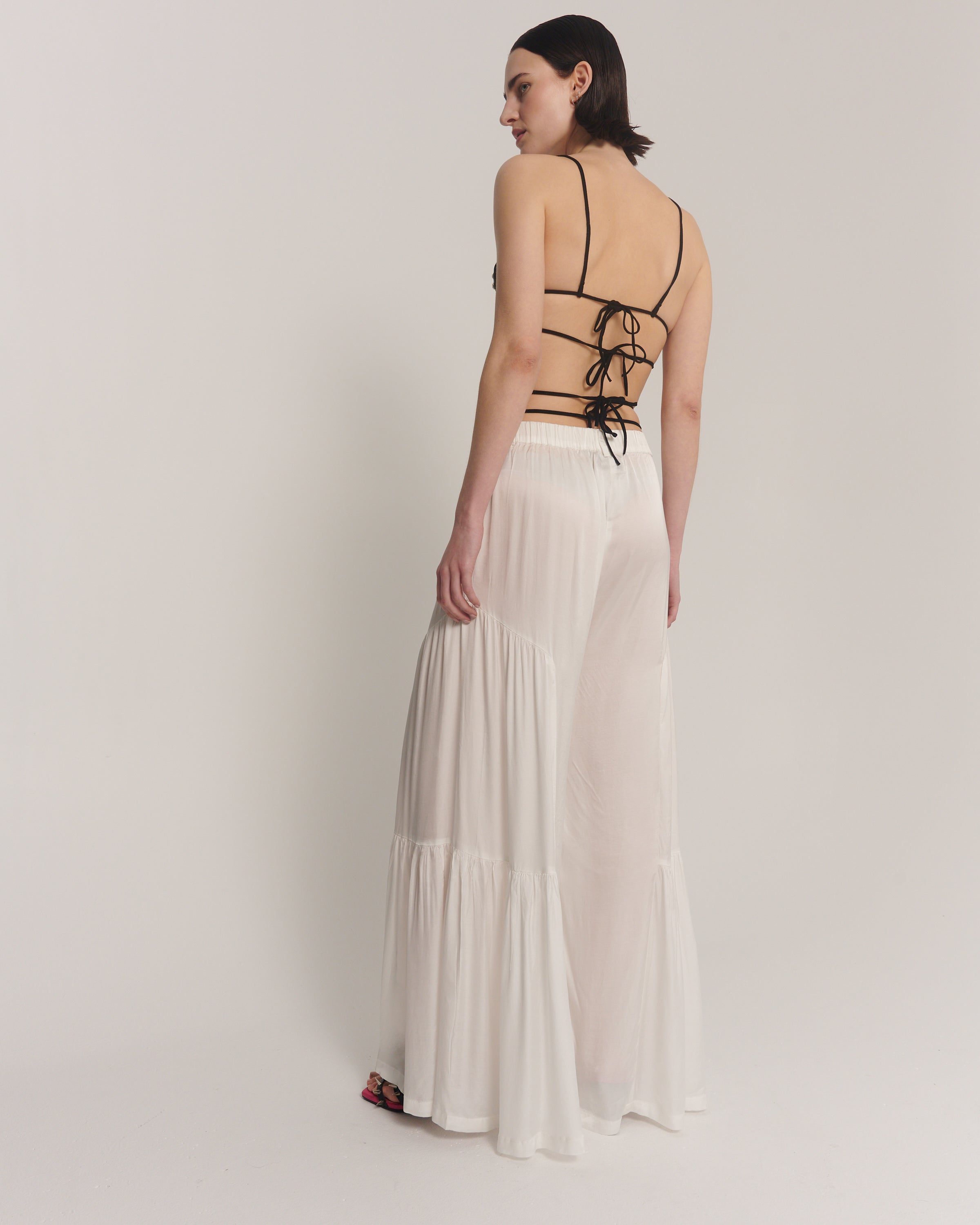 Cream Silk Peasant Pants