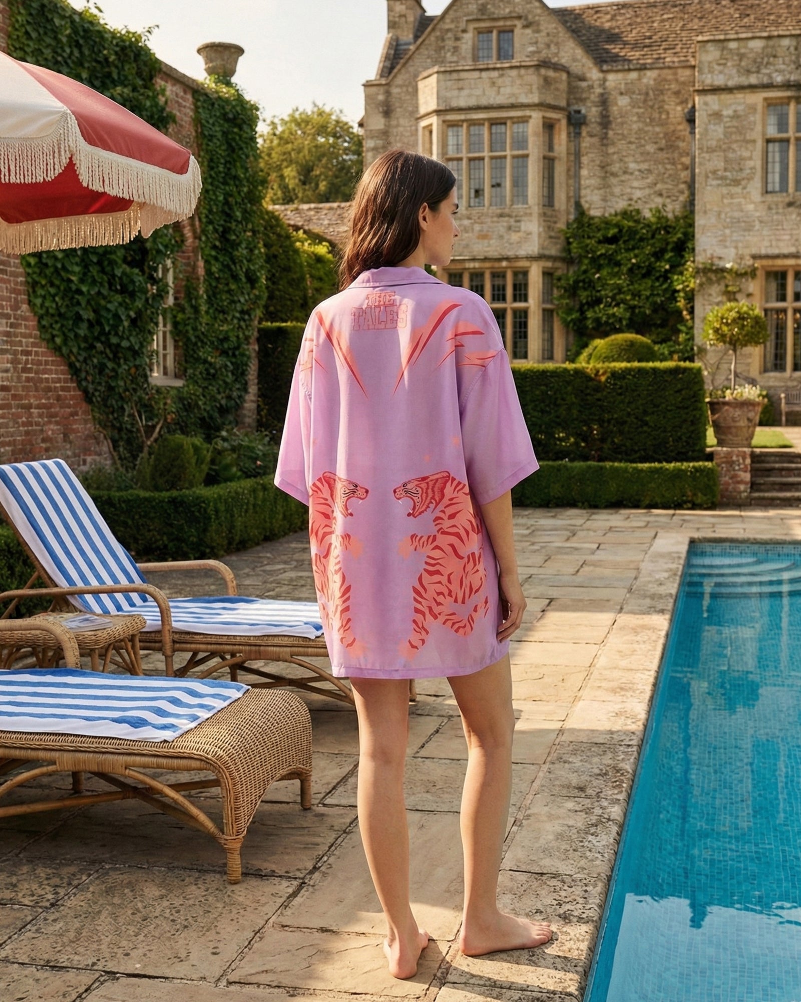 Osaka Tiger Silk Shirt Dress by THE TALES - product photo