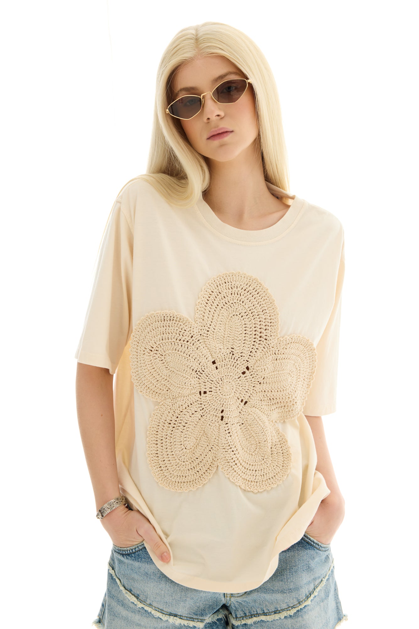 Crochet Flower Tee