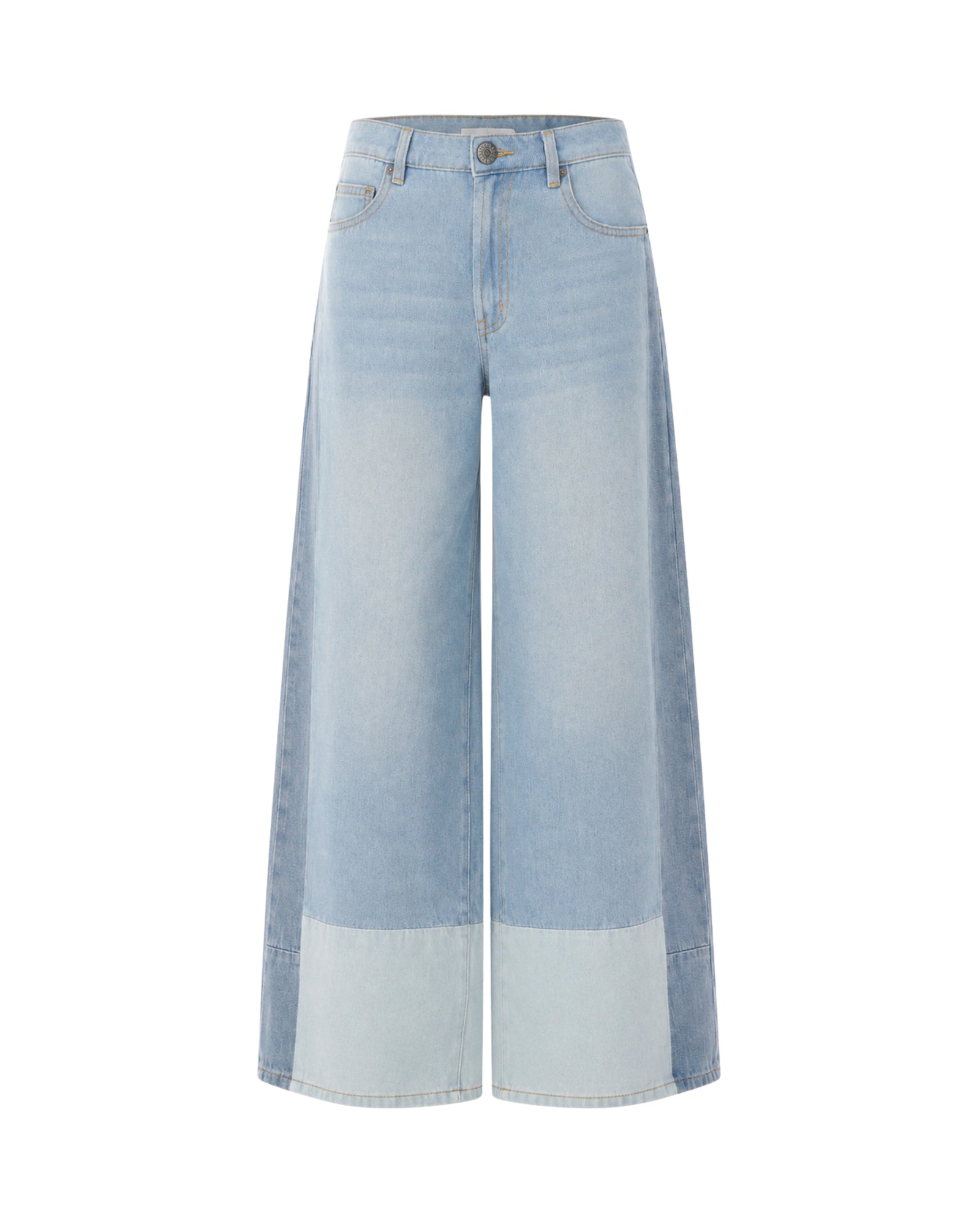 Farrah Wide Leg Patch-Worked Denim Jeans THE TALES