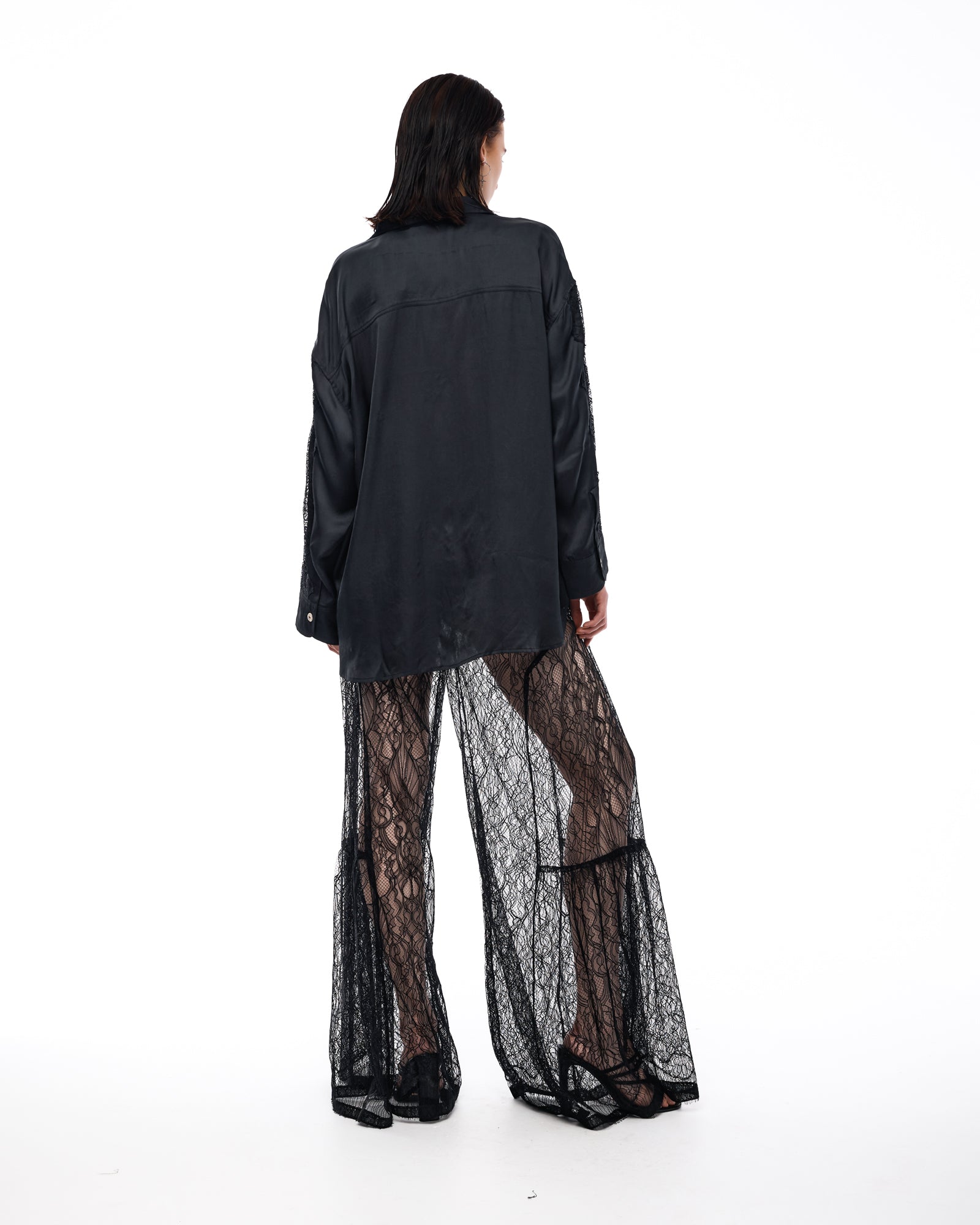 Hemd aus Dixie-Satin und Chantilly-Spitze