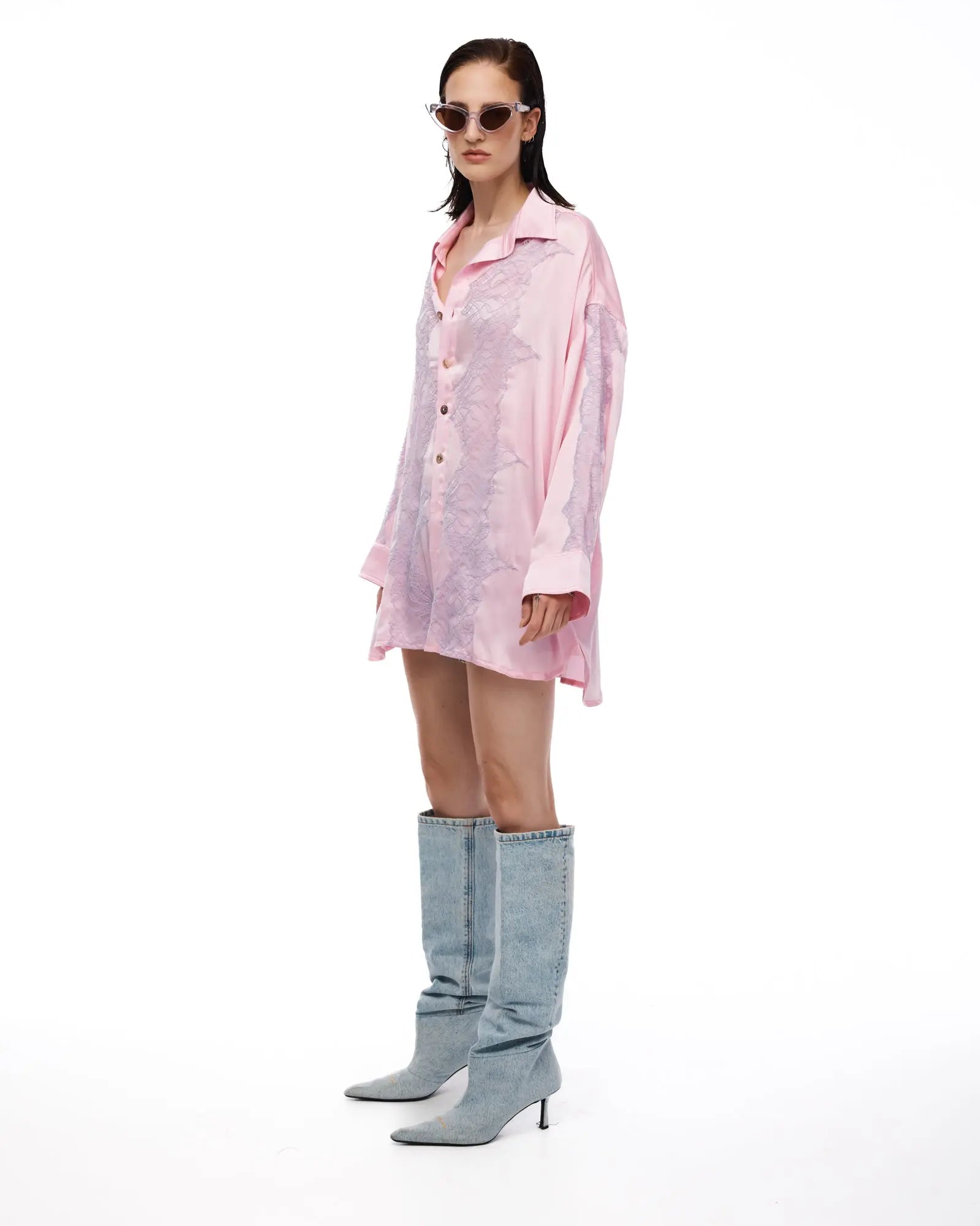 Dixie Satin and Chantilly Lace Shirt by THE TALES - product photo
