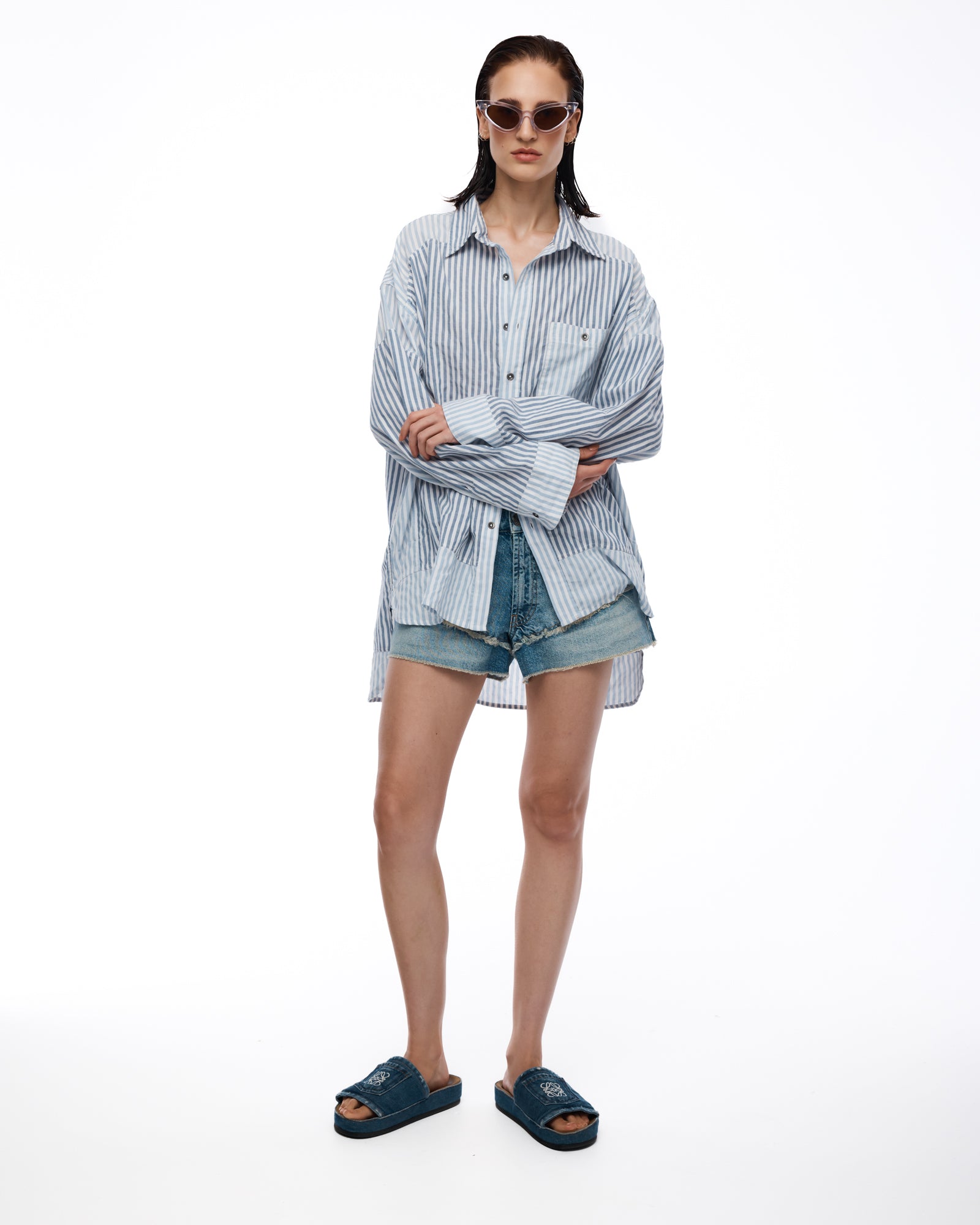 Hemd aus Dixie-Satin und Chantilly-Spitze