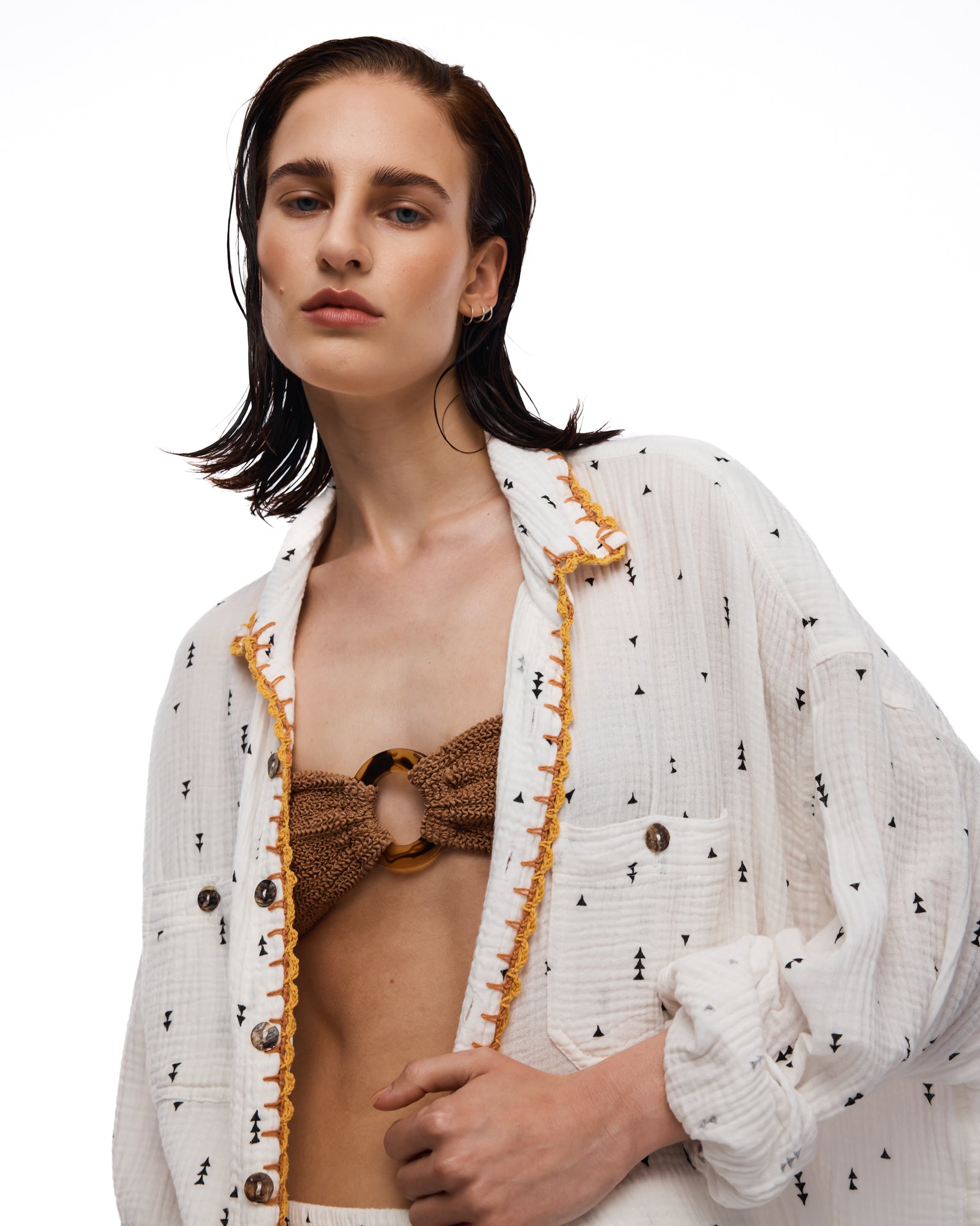 This Way That Way Crochet Muslin Shirt