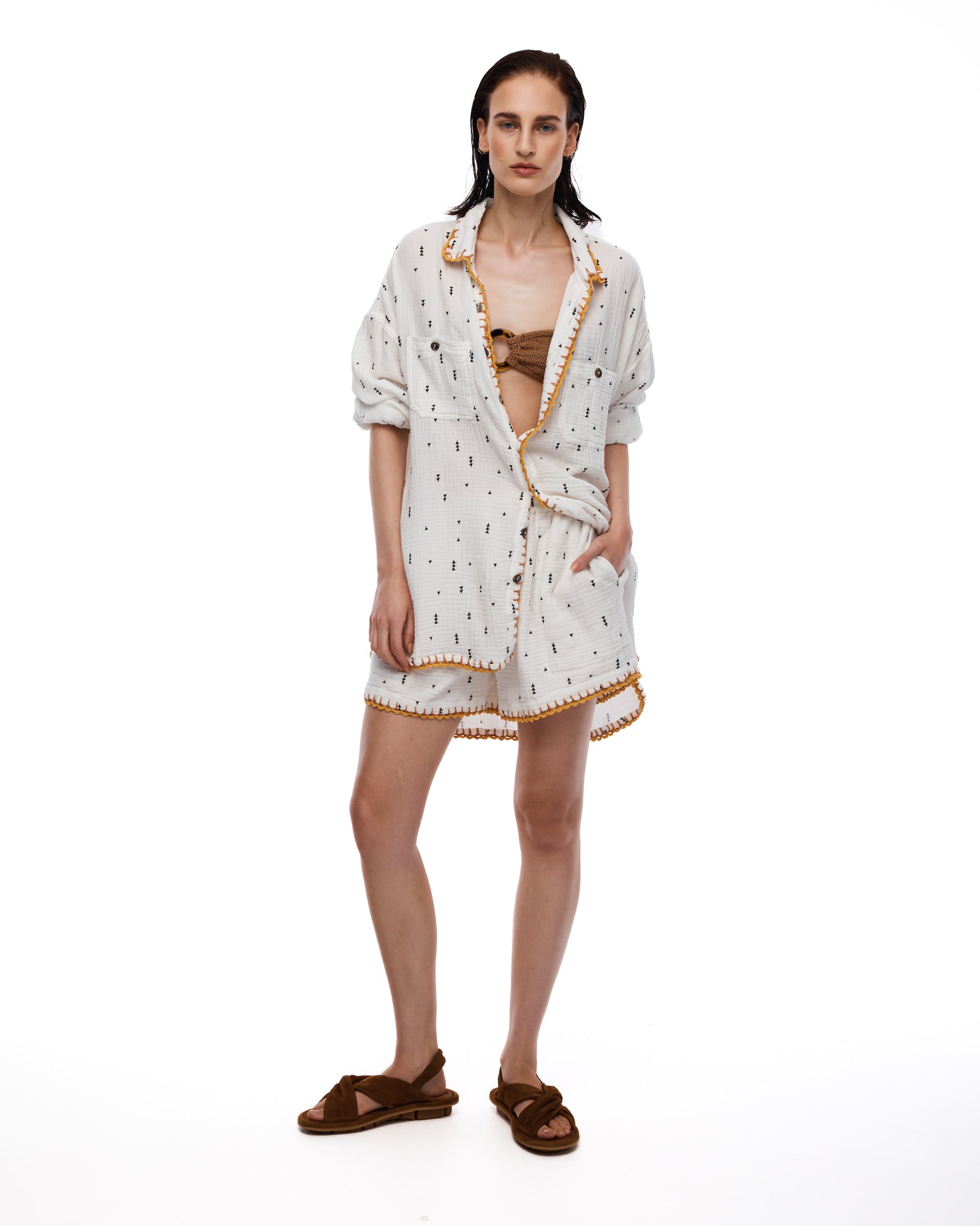 This Way That Way Crochet Muslin Shirt