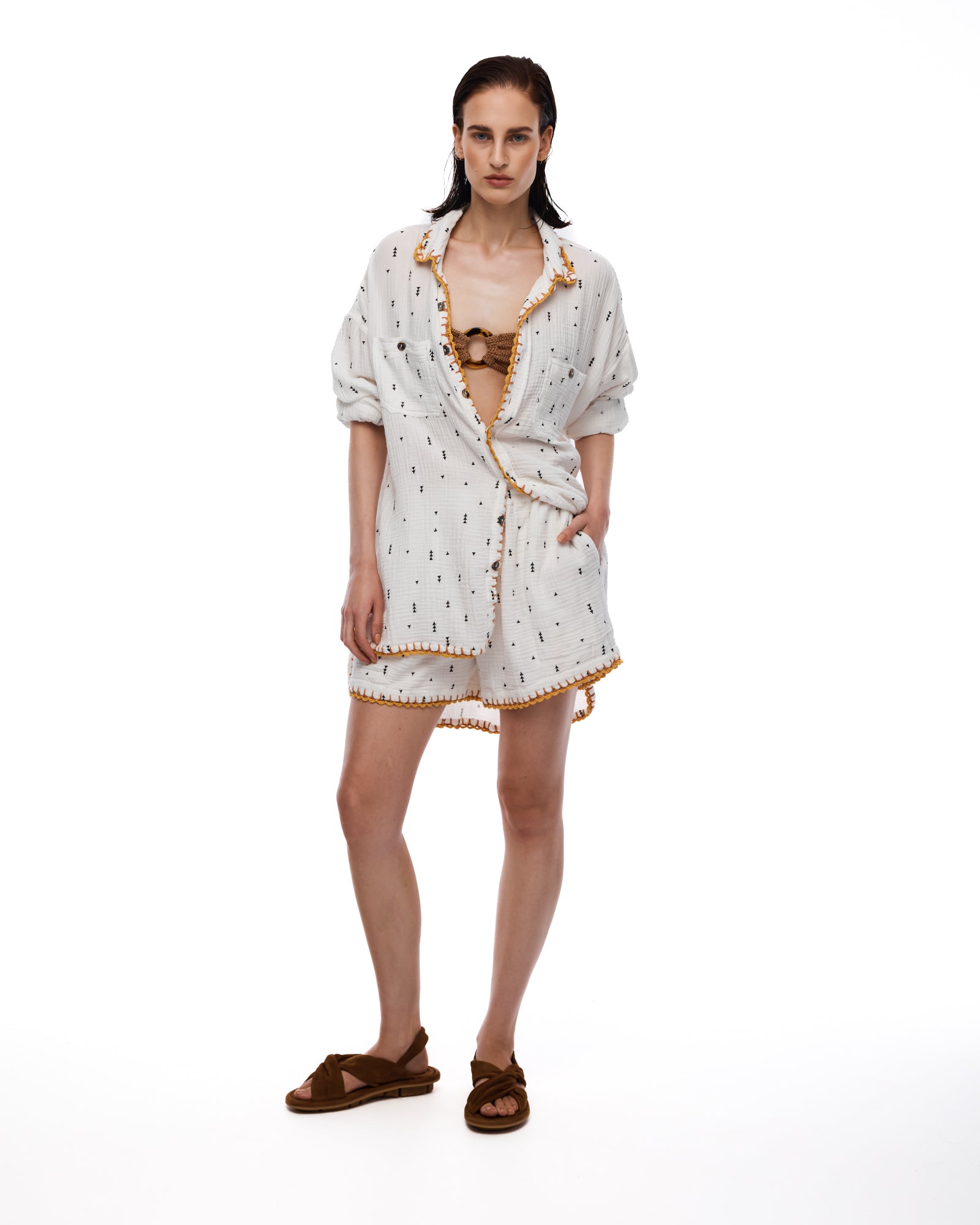 This Way That Way Crochet Muslin Shirt