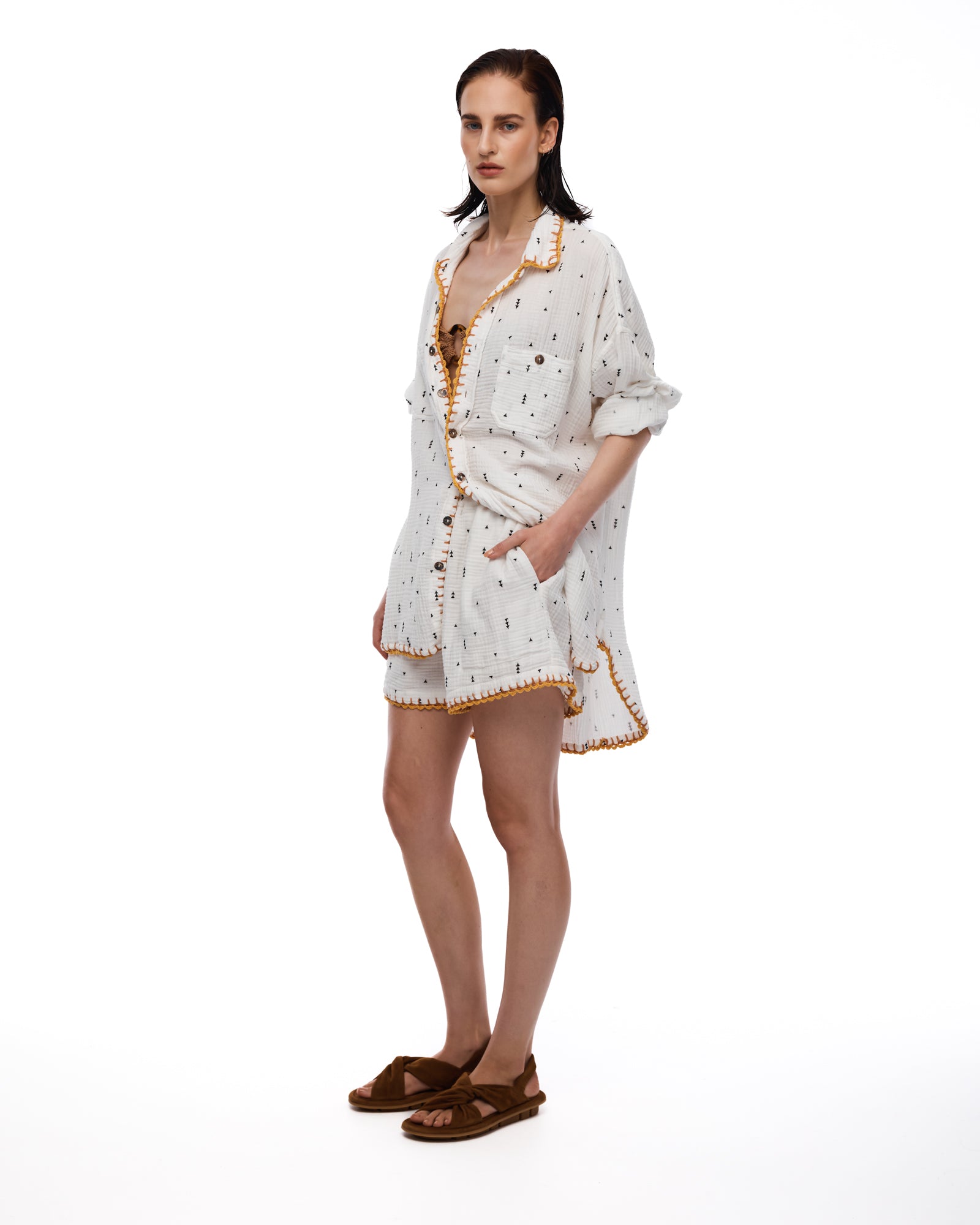 This Way That Way Crochet Muslin Shirt