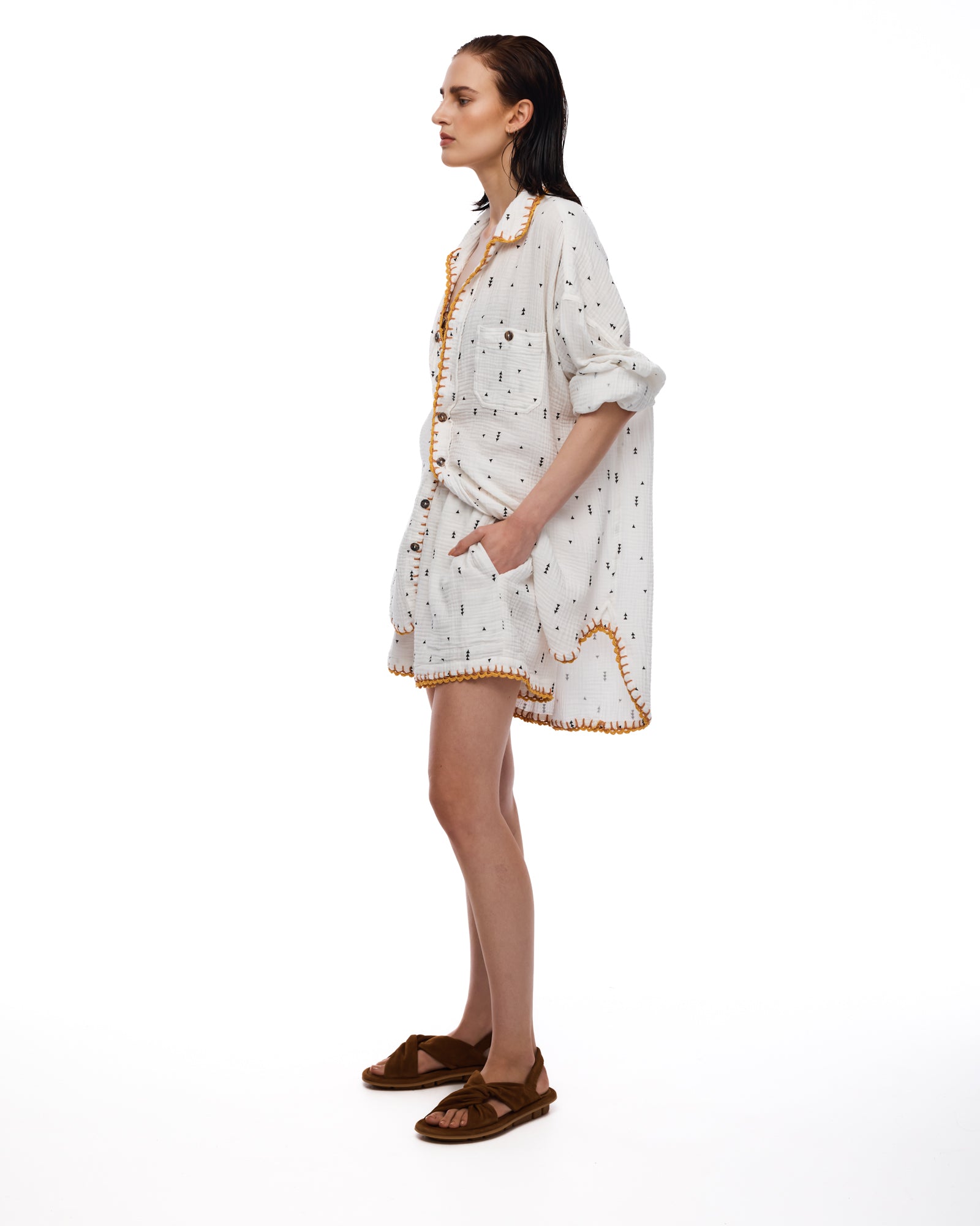 This Way That Way Crochet Muslin Shirt