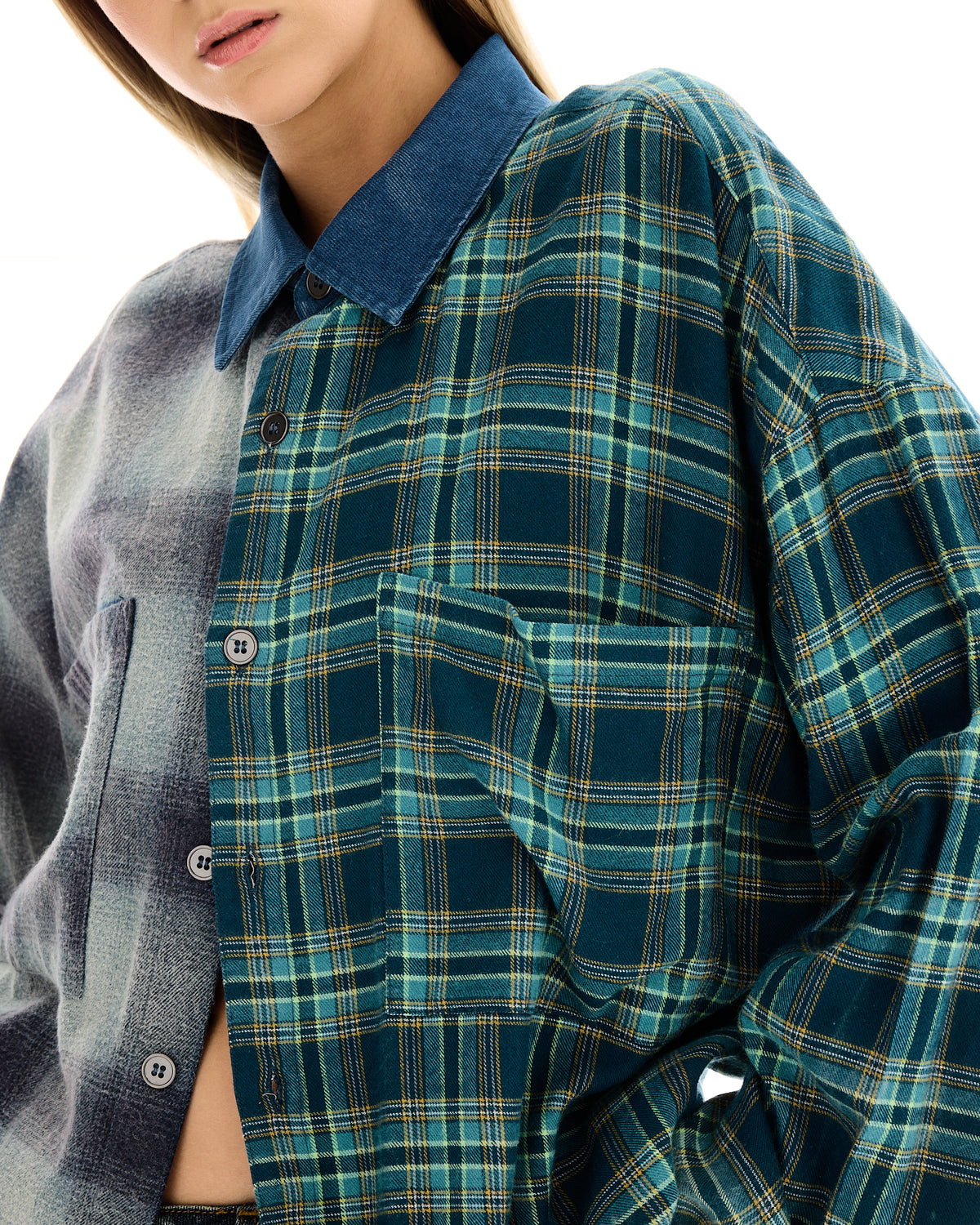 Half N Half Flannel Shirt
