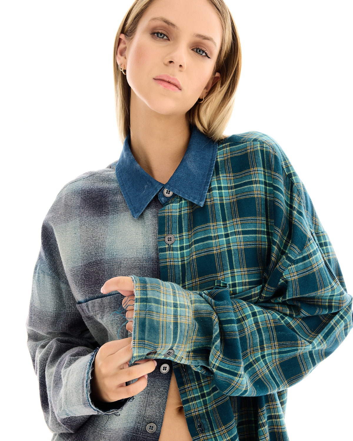 Half N Half Flannel Shirt