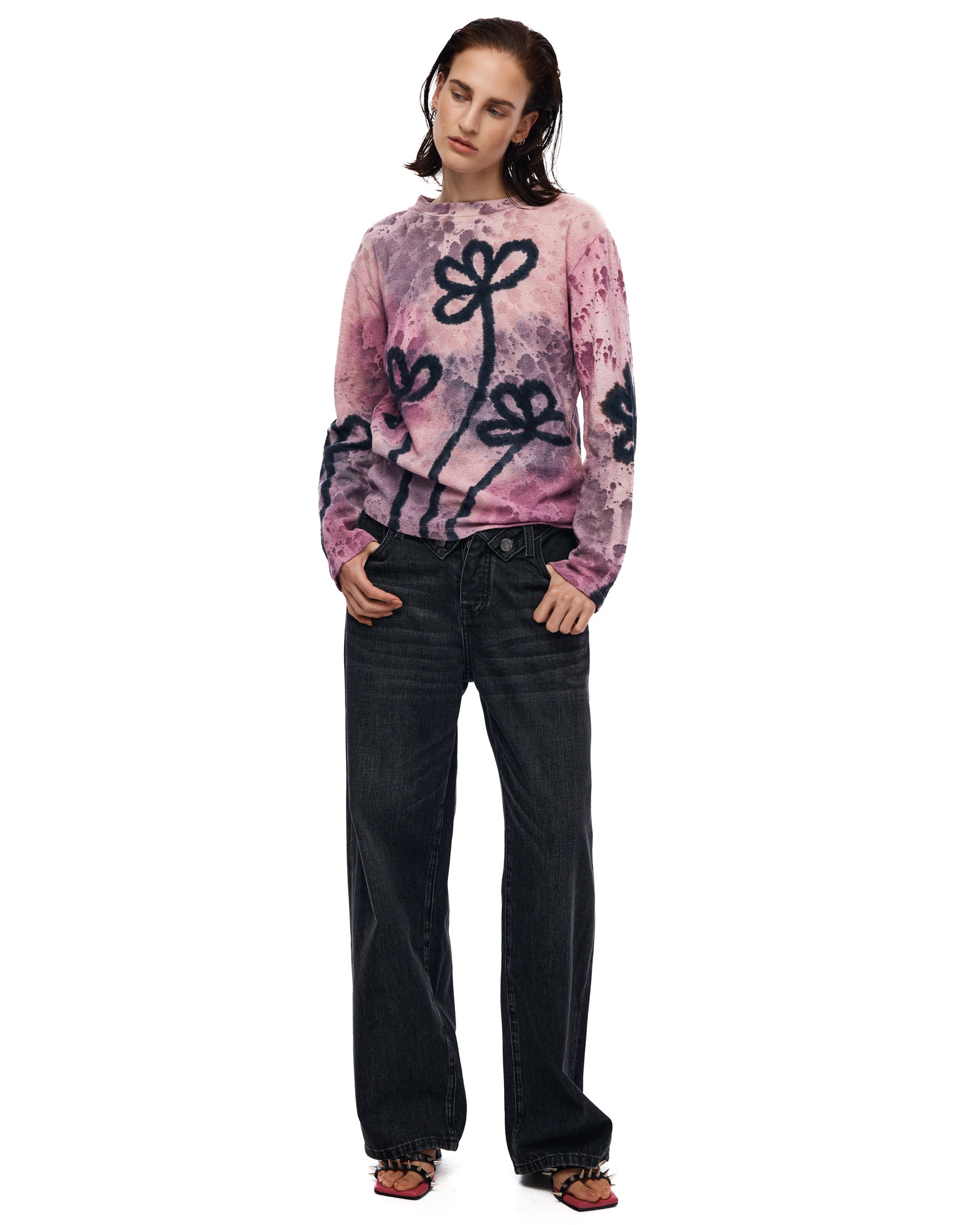 Flower Stalk Hand Dyed Hemp Tee