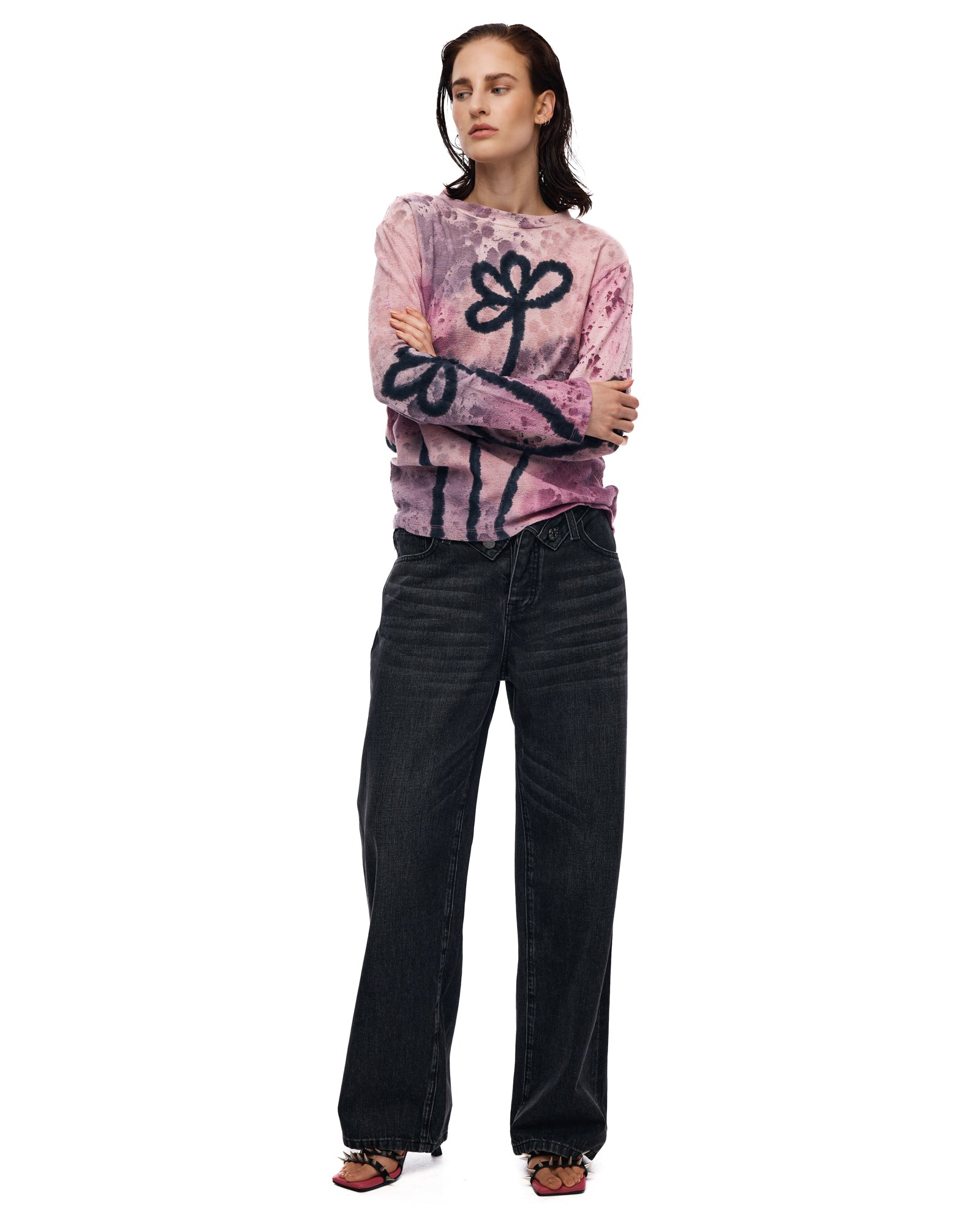 Flower Stalk Hand Dyed Hemp Tee