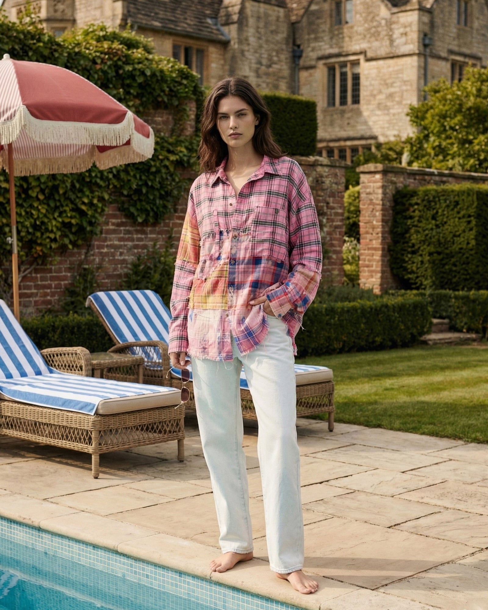 Reworked And Destroyed Mixed Check Shirt