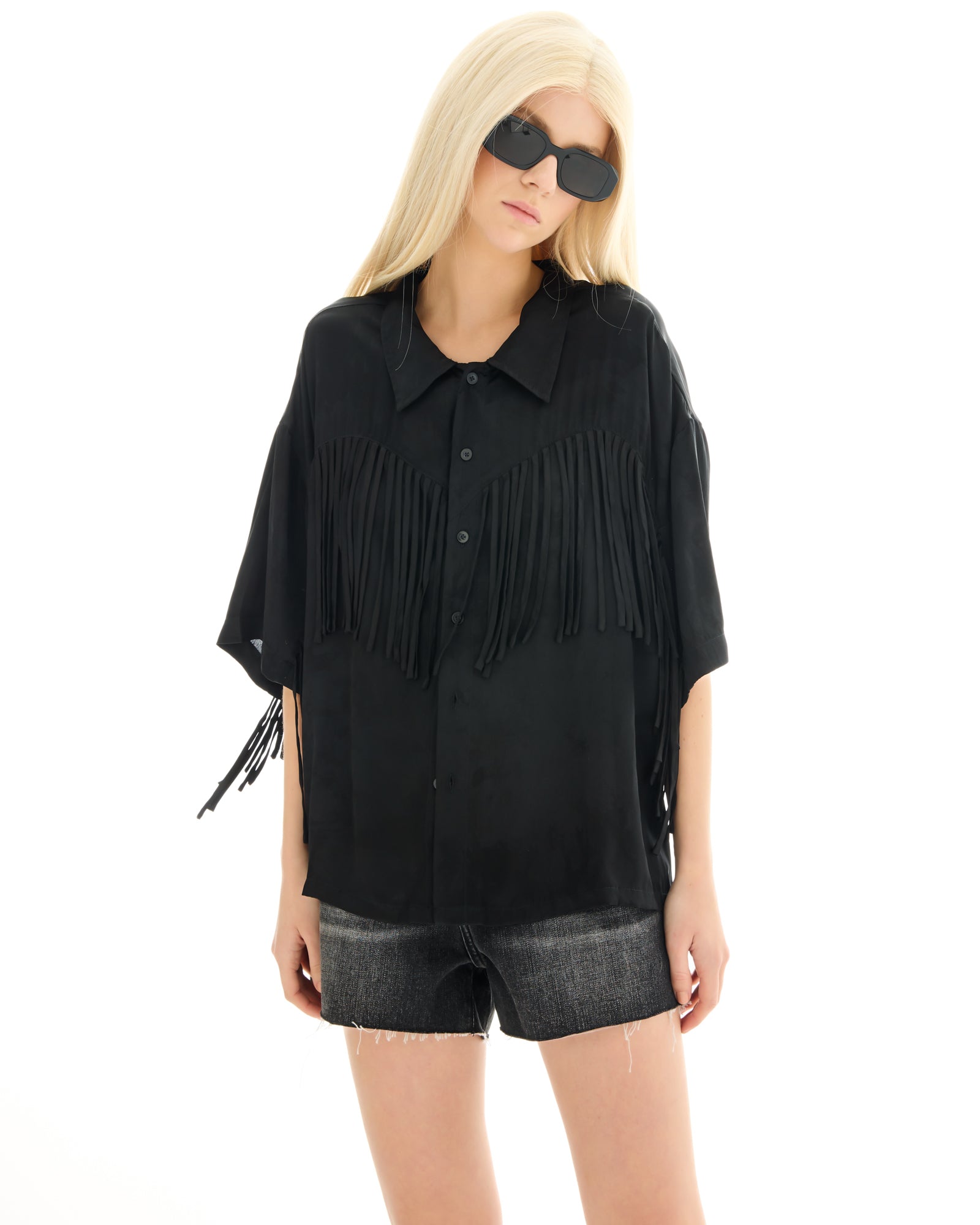 Ibiza Nights Satin Fringed Shirt