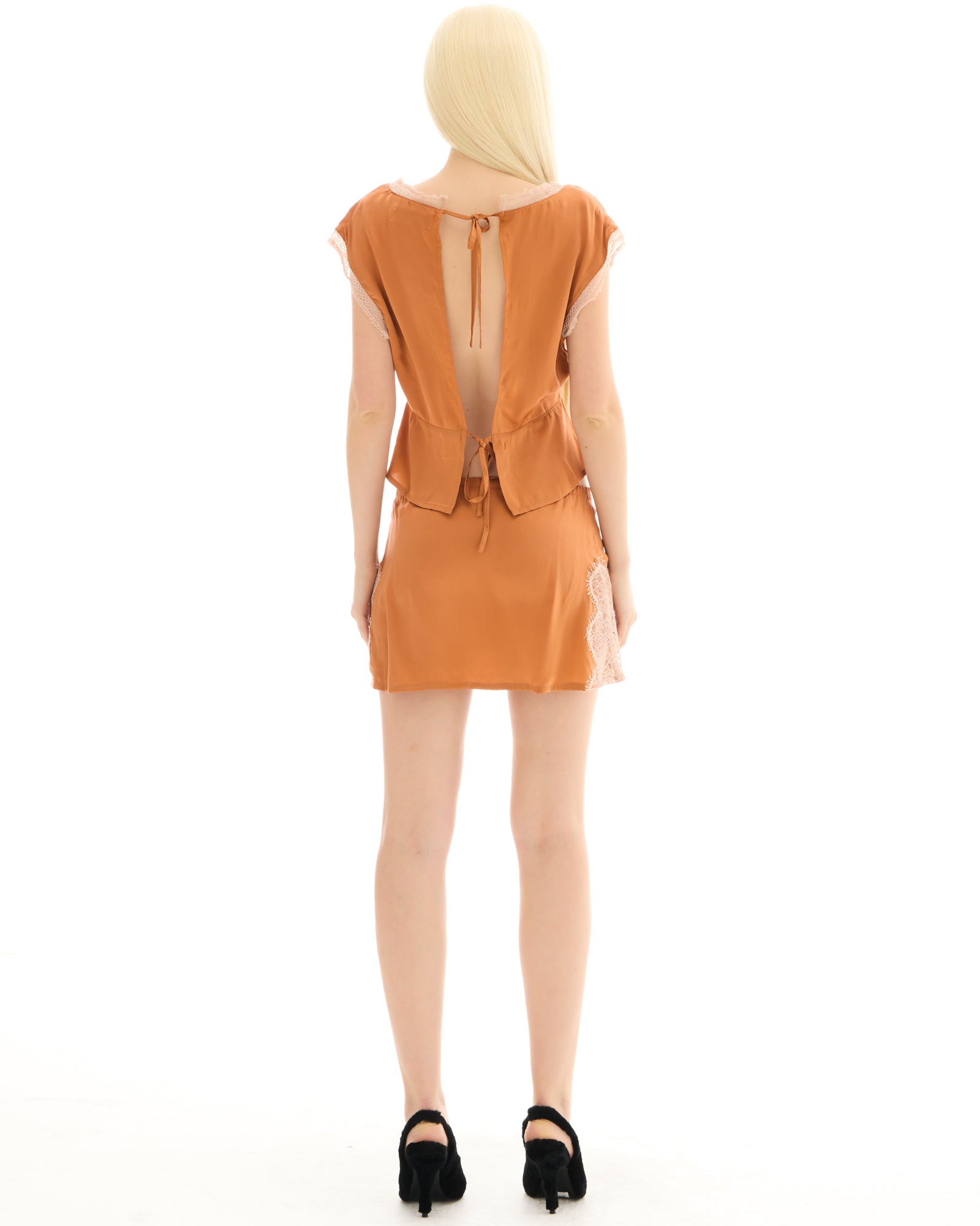 Satin And Lace Mini Skirt