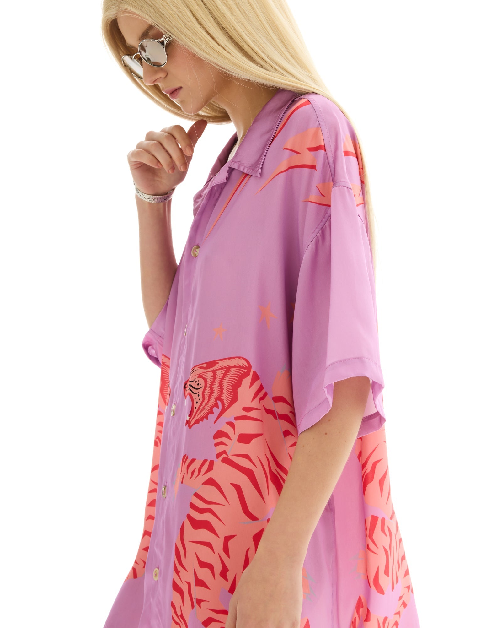 Osaka Tiger Silk Shirt Dress THE TALES