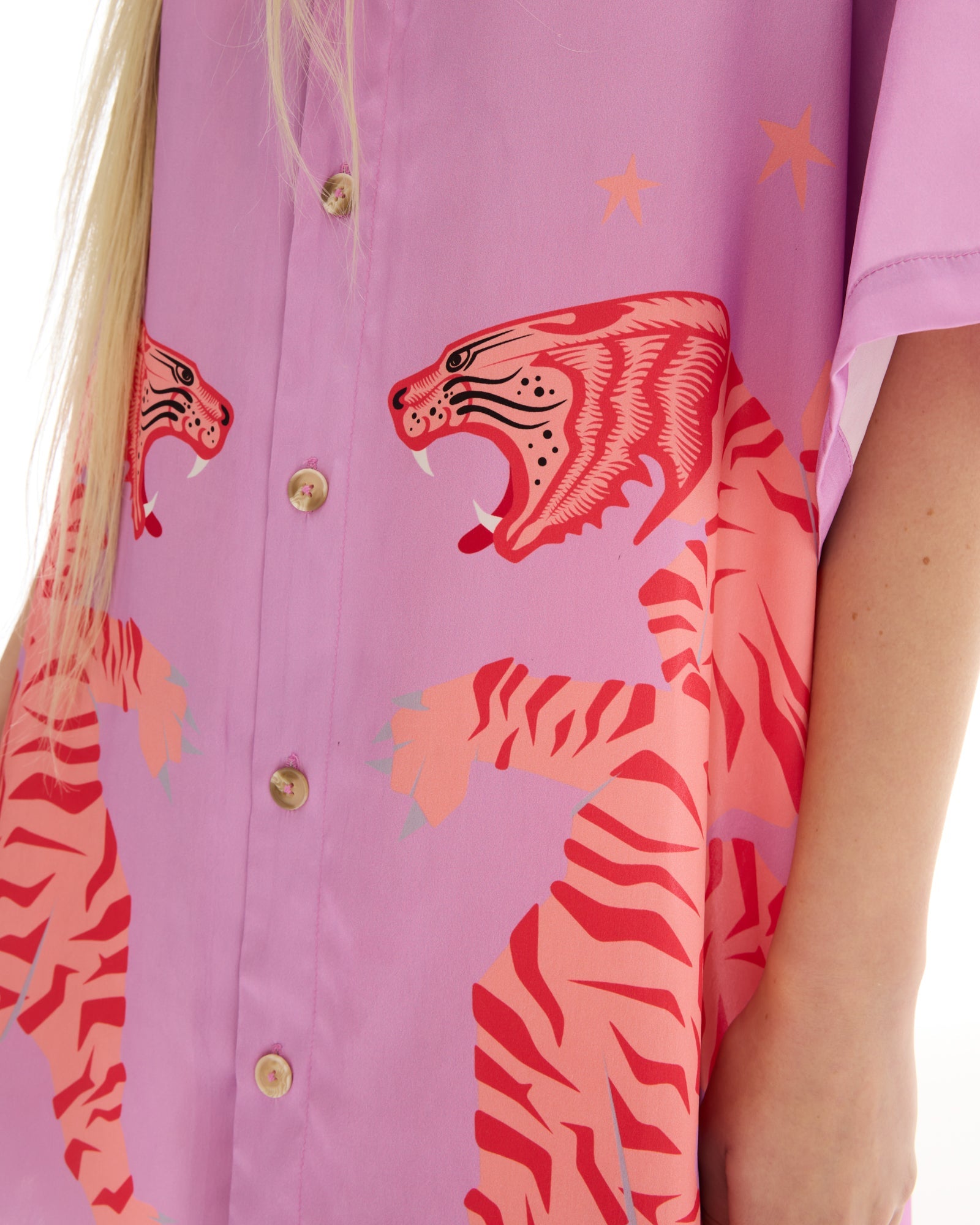 Osaka Tiger Silk Shirt Dress THE TALES