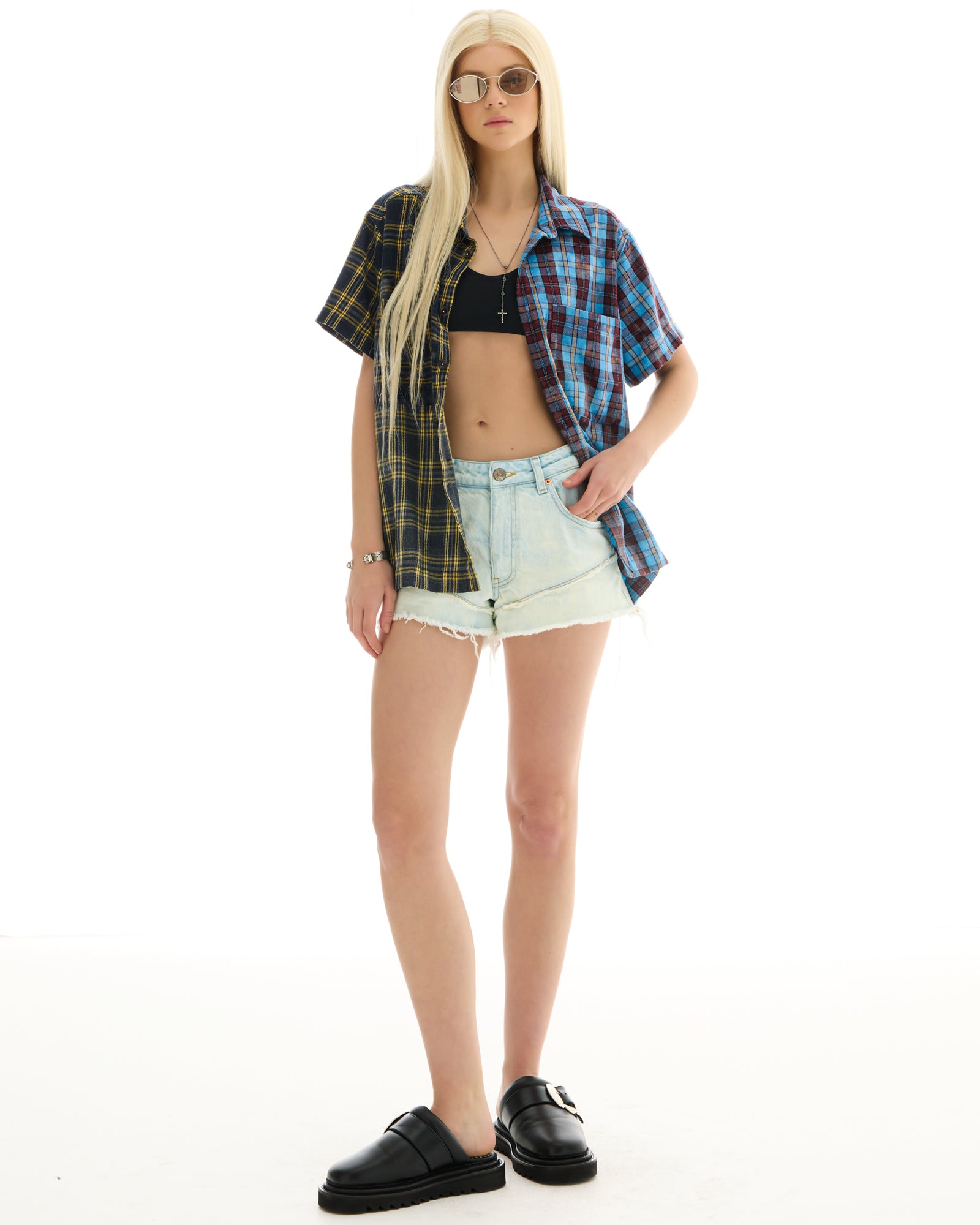 Half n Half Flannel Camp Shirt