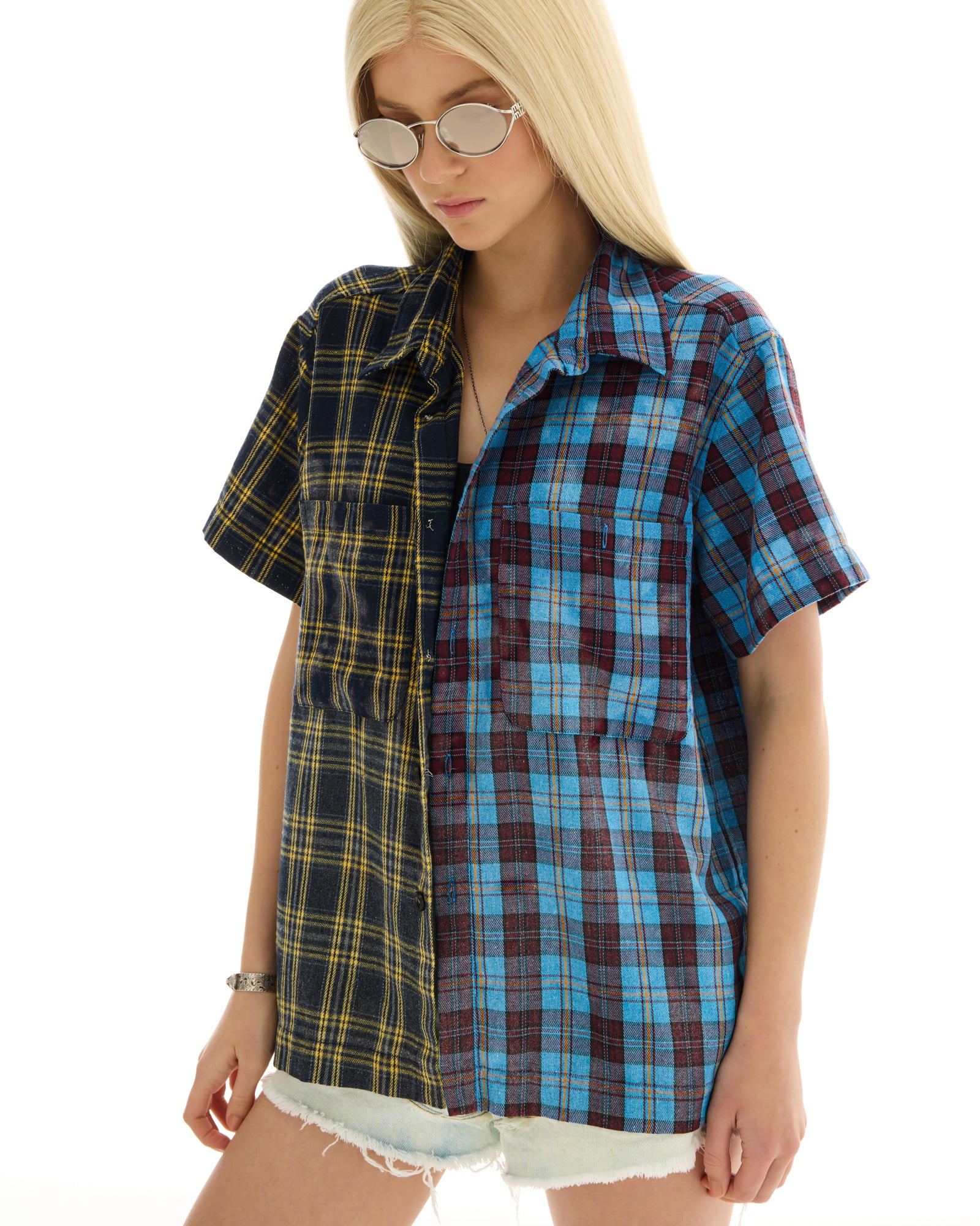 Half n Half Flannel Camp Shirt