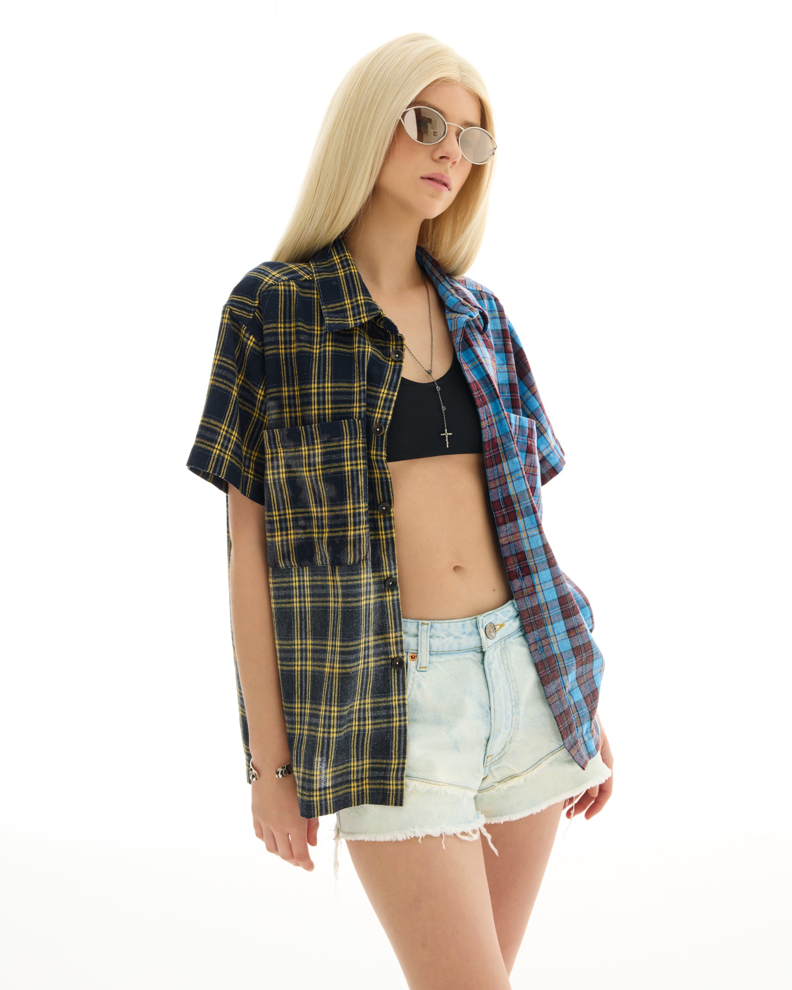 Half n Half Flannel Camp Shirt