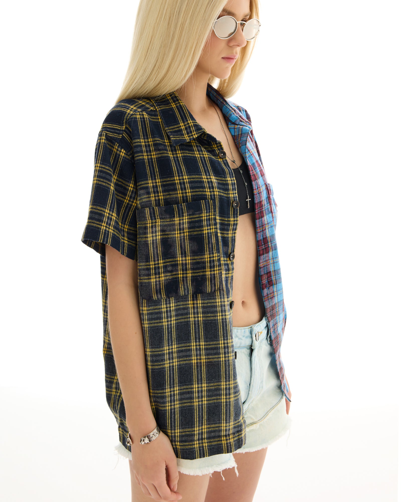 Half n Half Flannel Camp Shirt