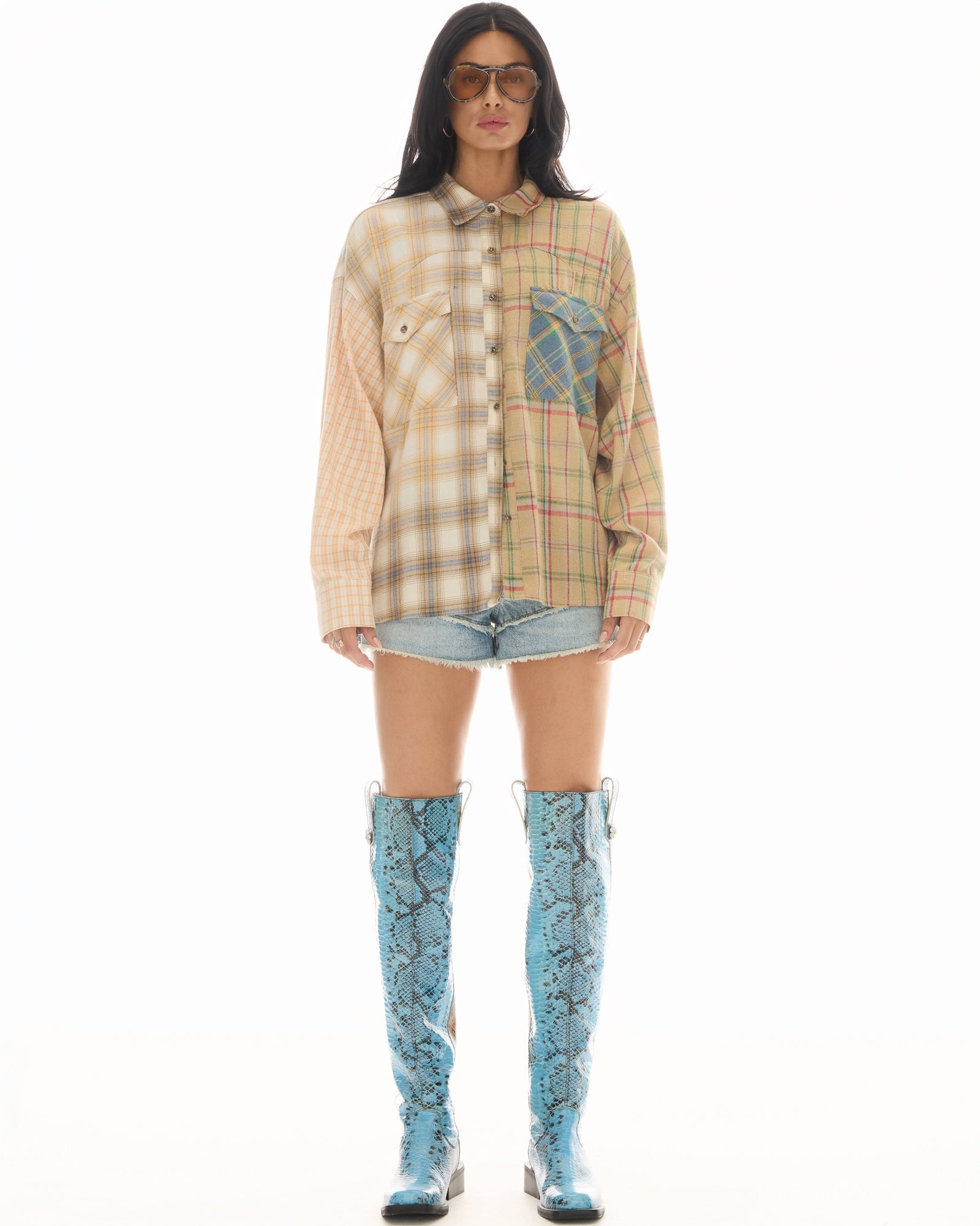 Half n Half Teddy Western Shirt by THE TALES - front view