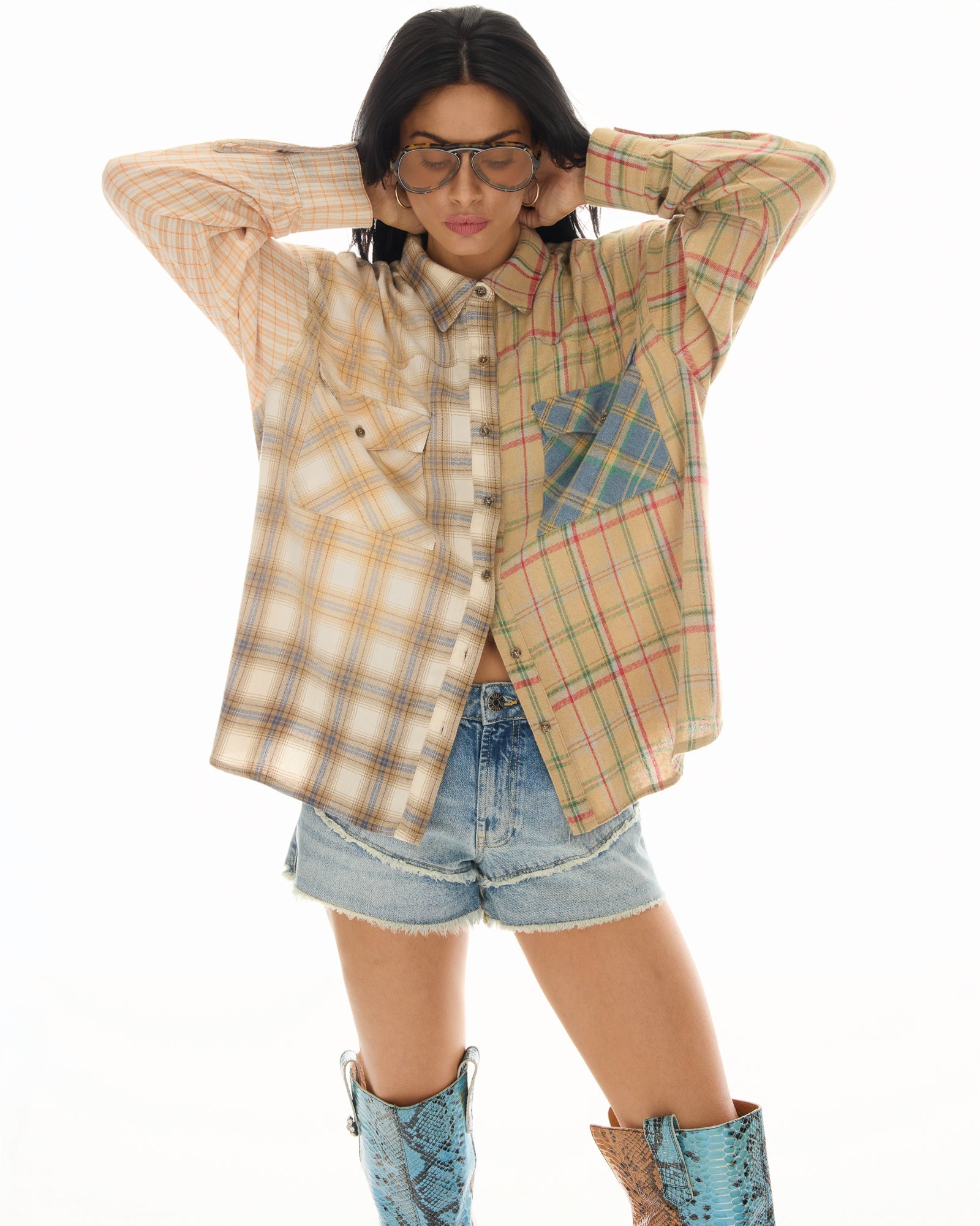 Half n Half Teddy Western Shirt by THE TALES - product photo